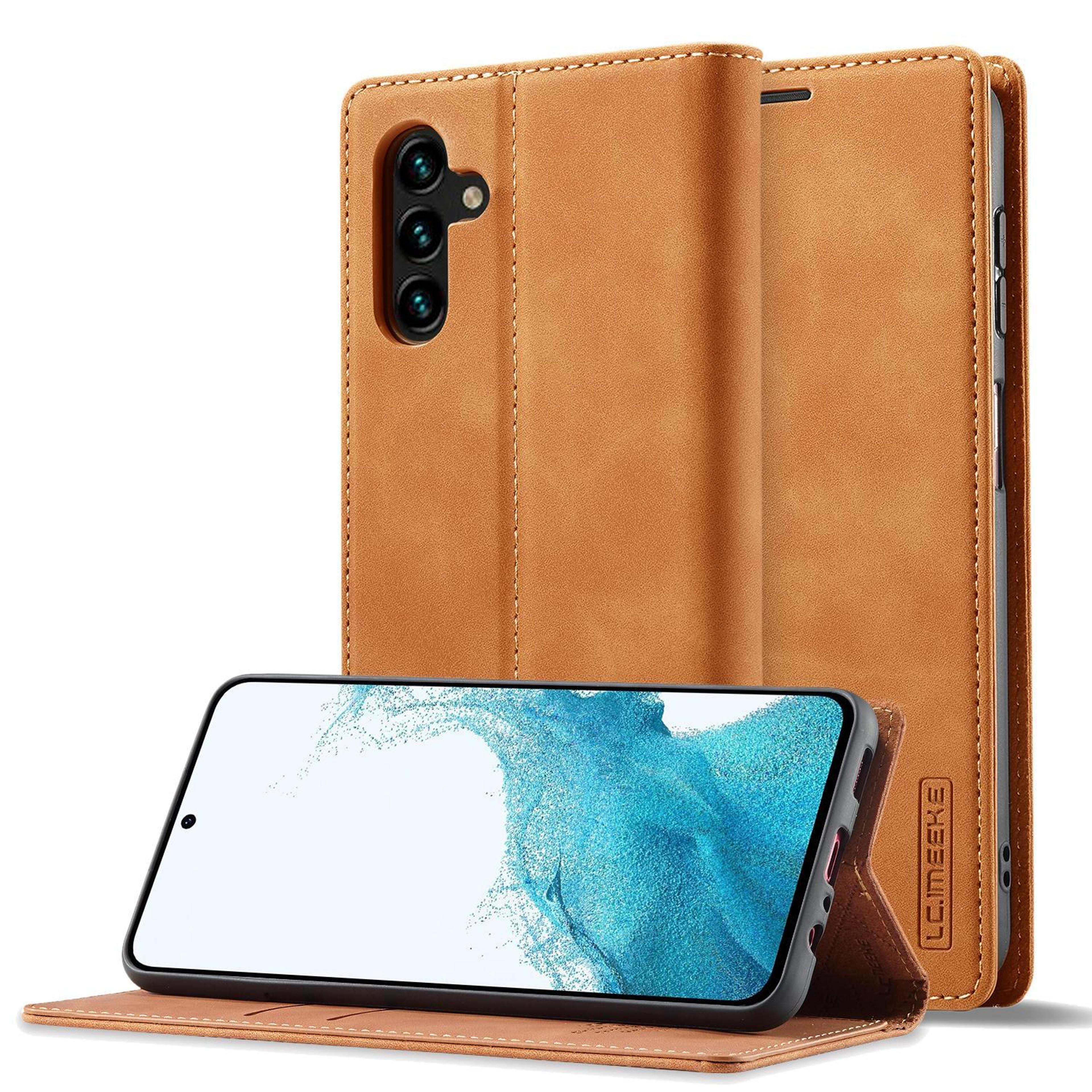 samsung galaxy a57 5g case magnetic leather wallet case with card holder and stand