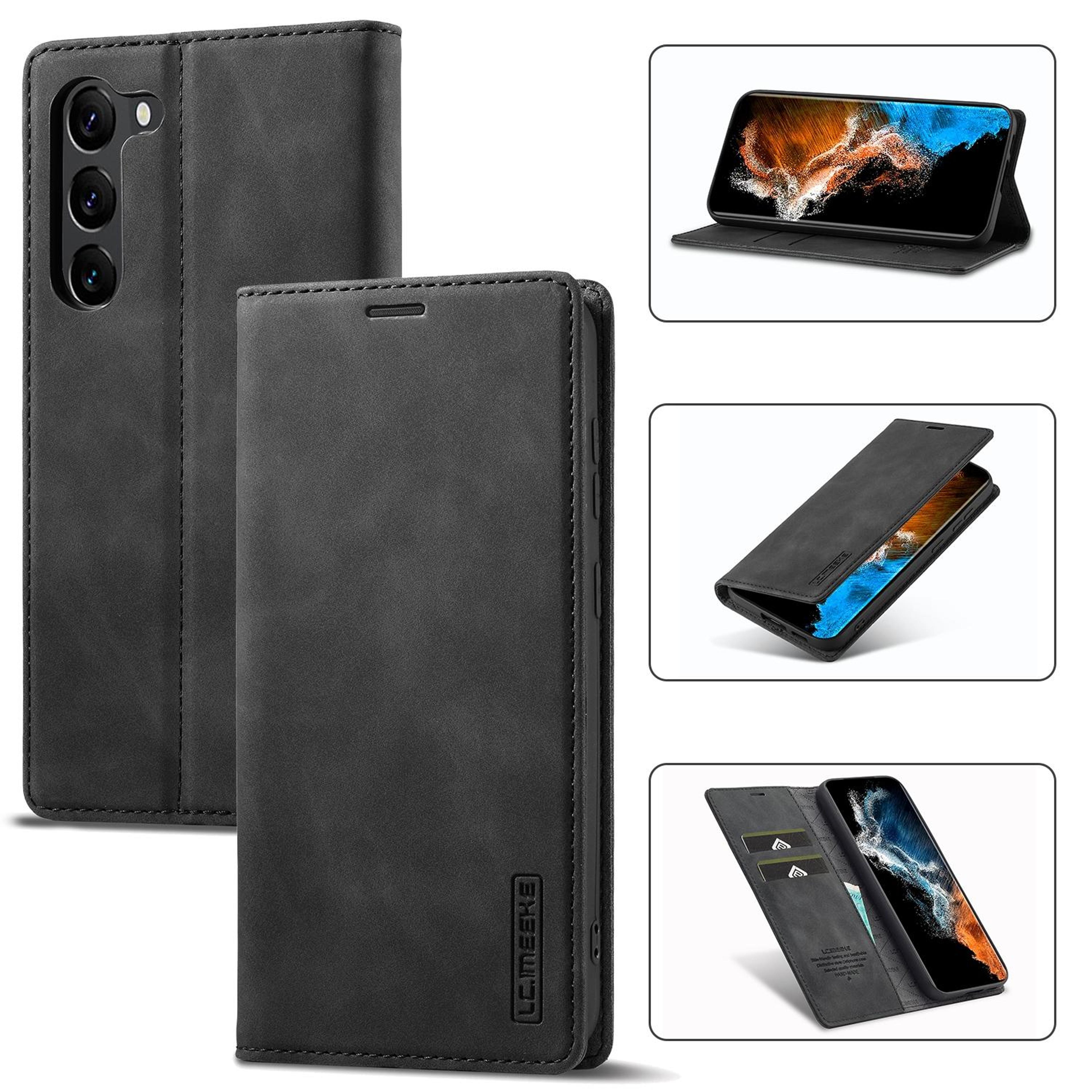 samsung galaxy s24 plus wallet case with magnetic closure and stand