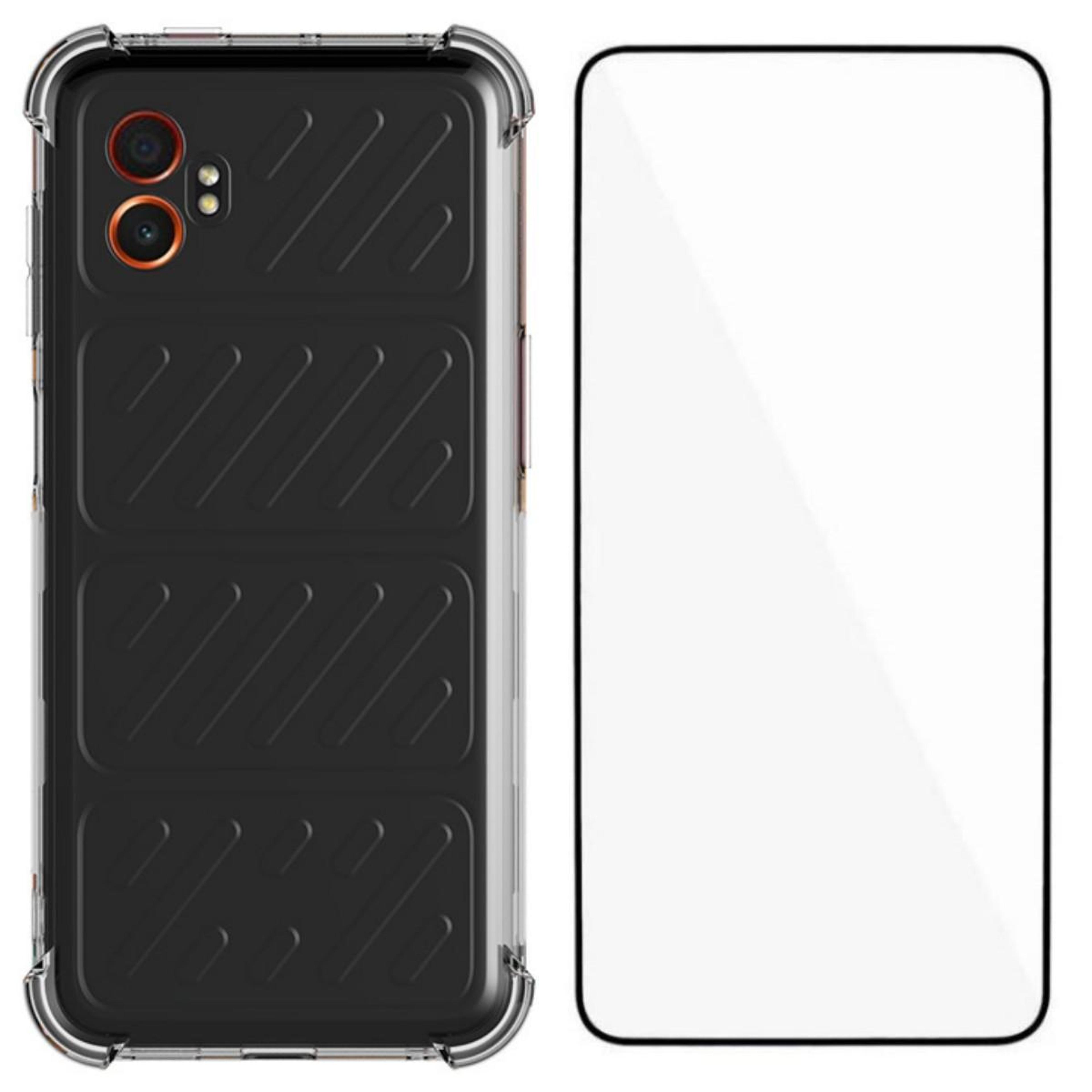 galaxy xcover7 pro clear shockproof tpu case with tempered glass screen protector