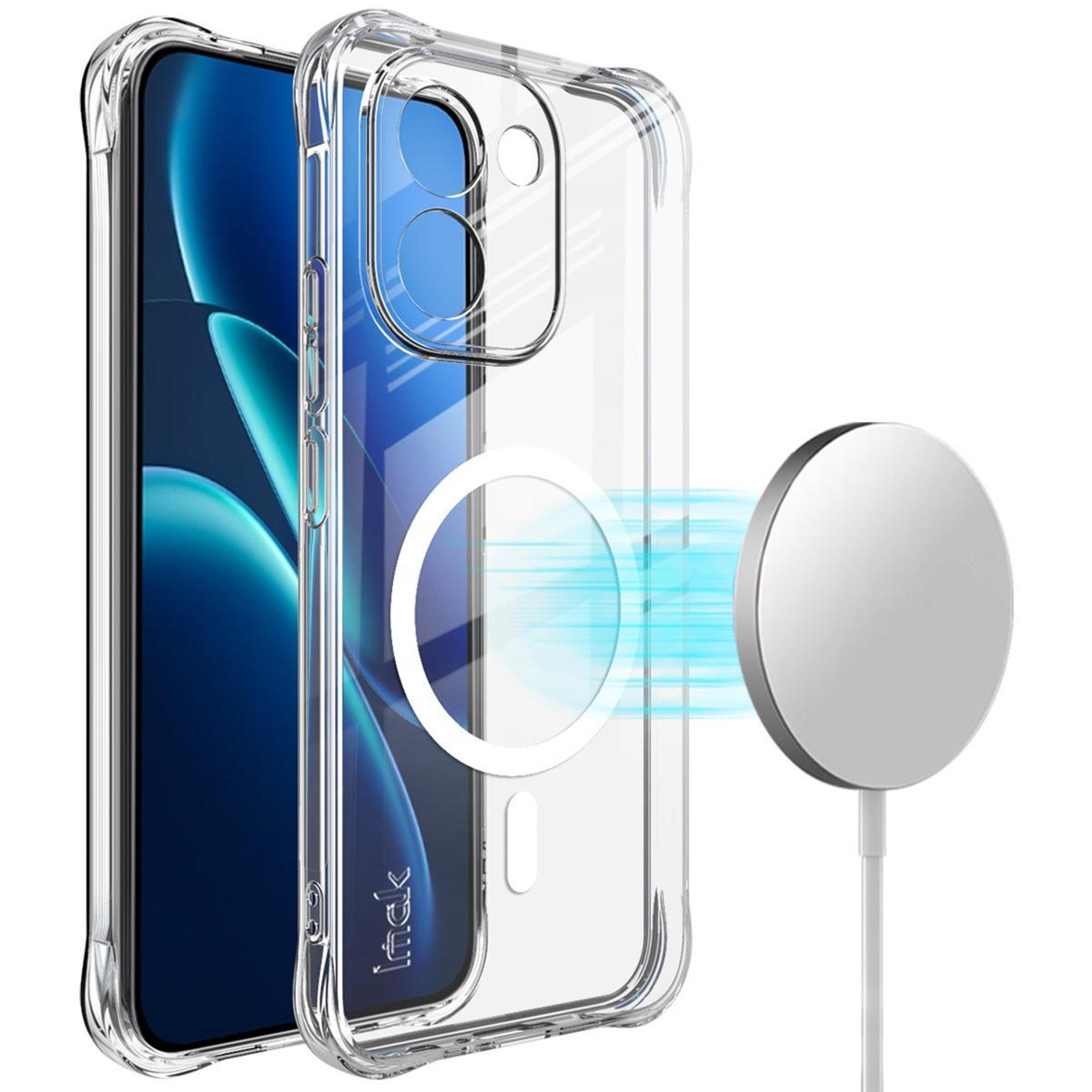 vivo iqoo z11 5g case with magnetic ring, shockproof airbag tpu clear cover