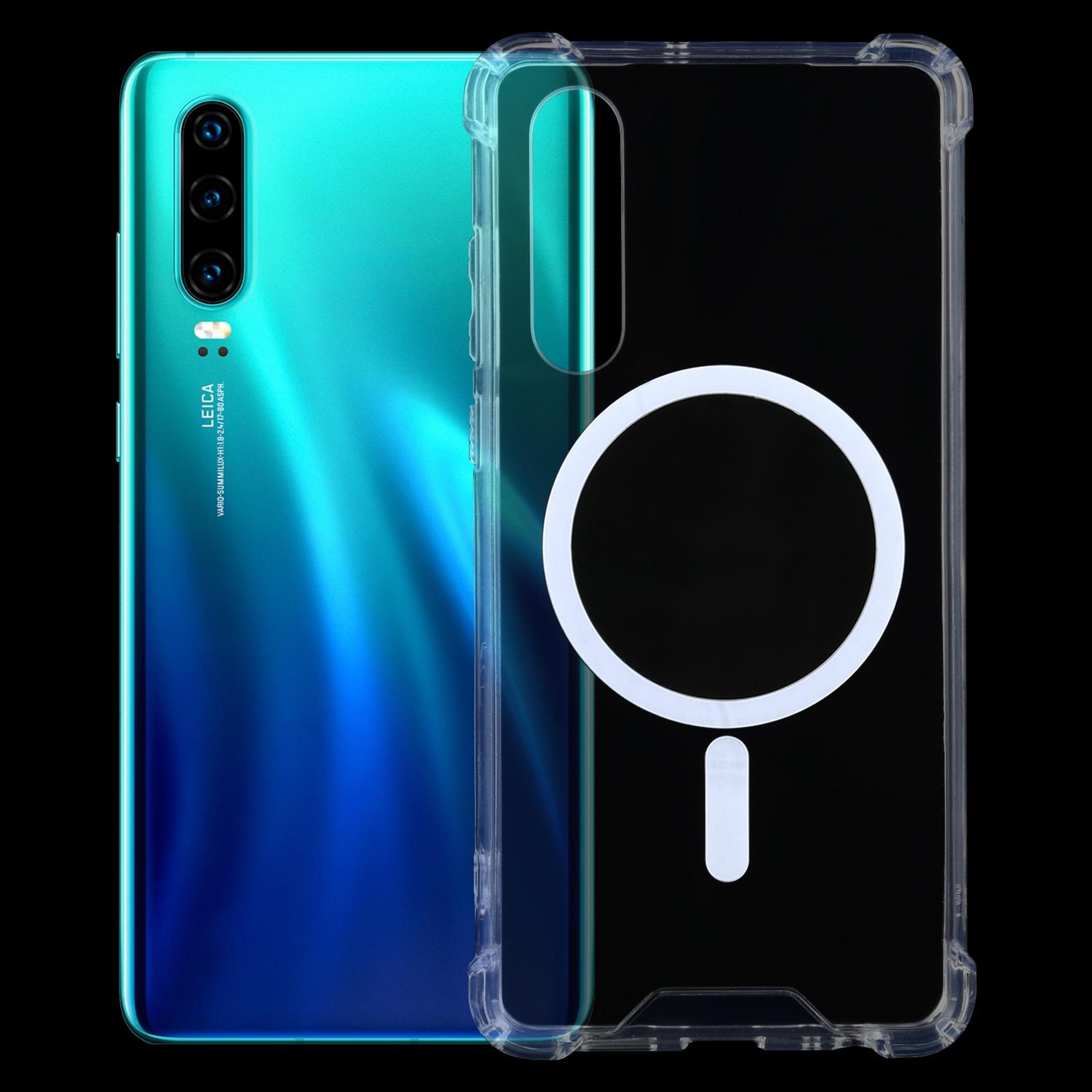 huawei p30 magsafe case clear shockproof magnetic pc + tpu protective cover