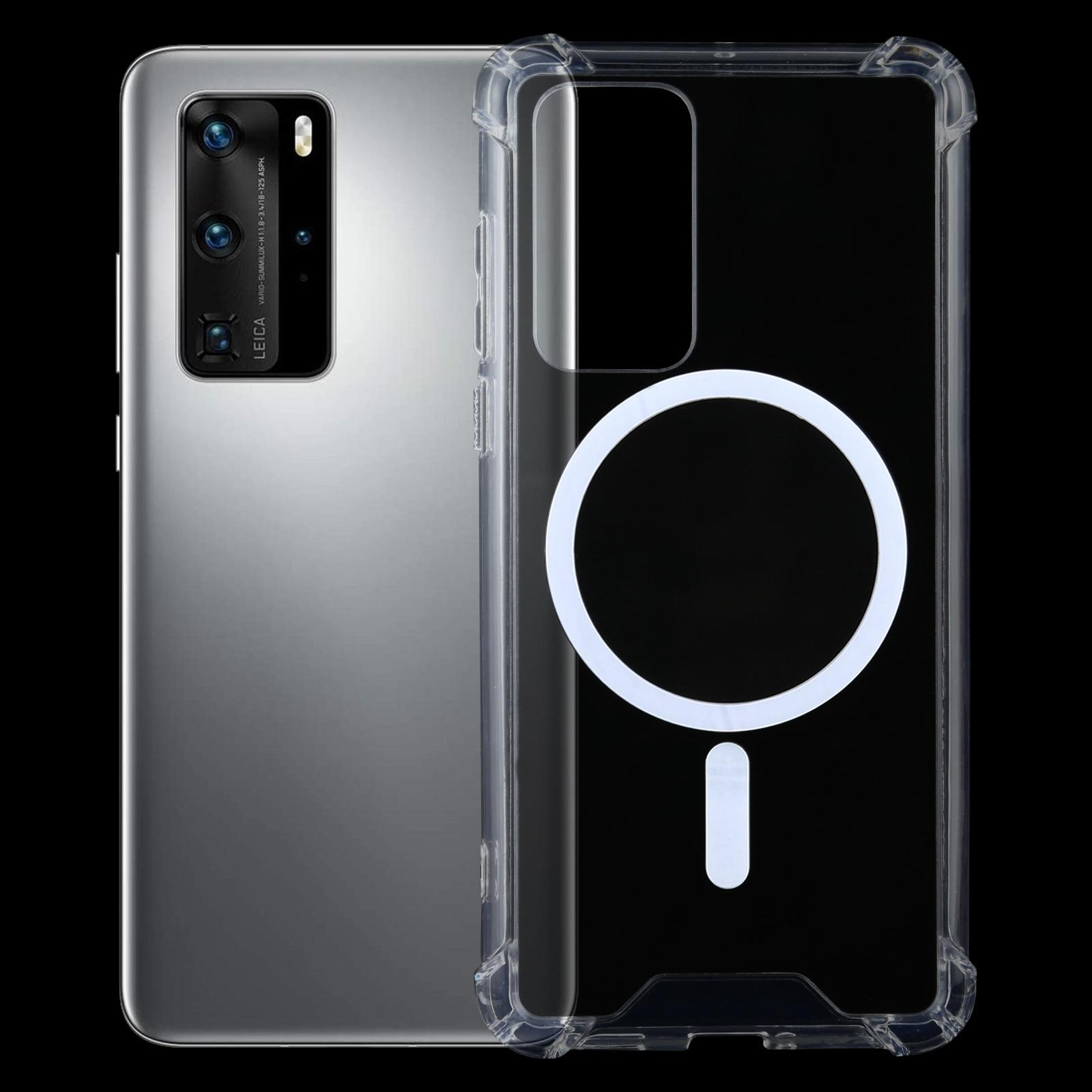 huawei p40 clear magnetic case with shockproof airbag corners and magsafe-compatible design