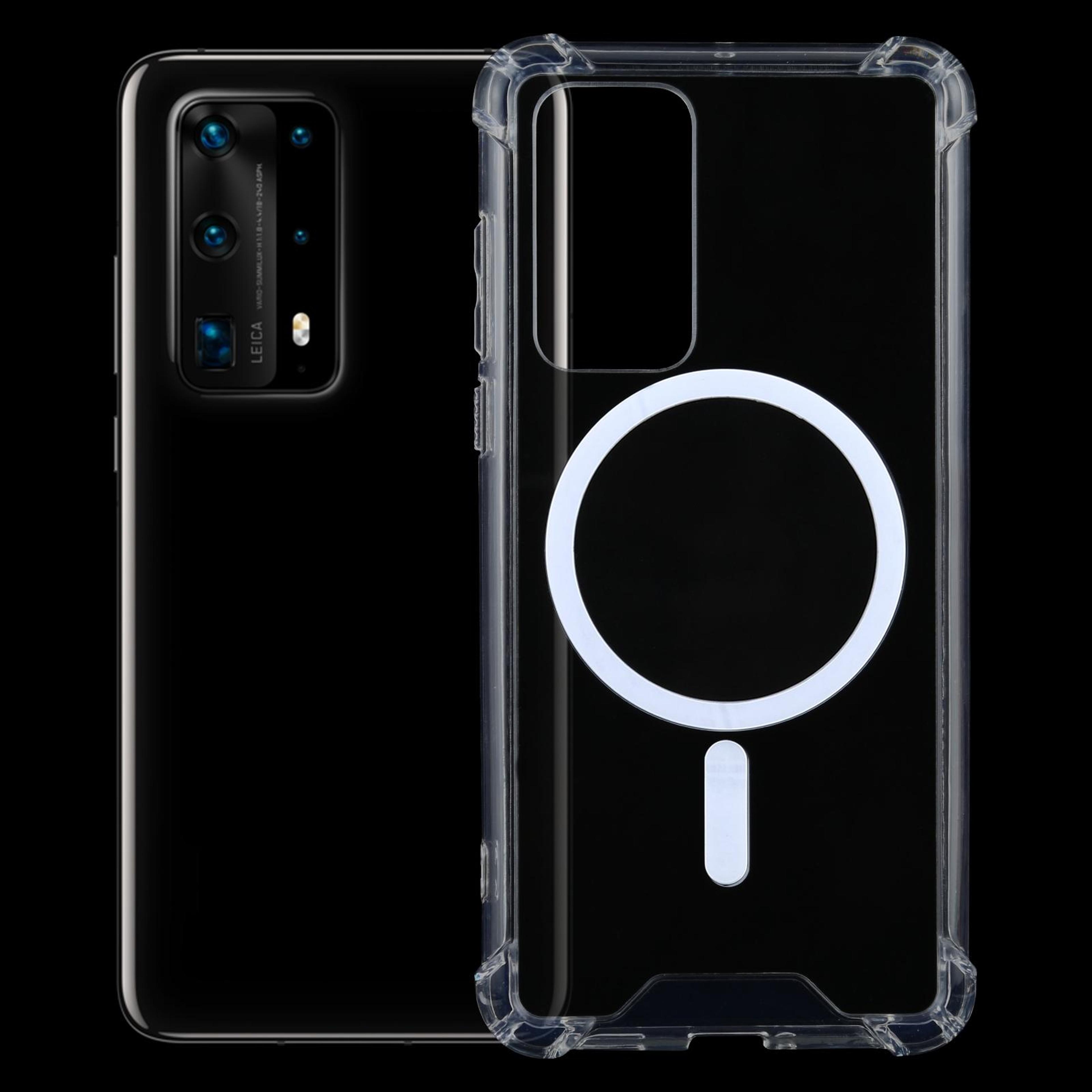 huawei p40 pro magsafe case clear magnetic shockproof pc + tpu protective cover