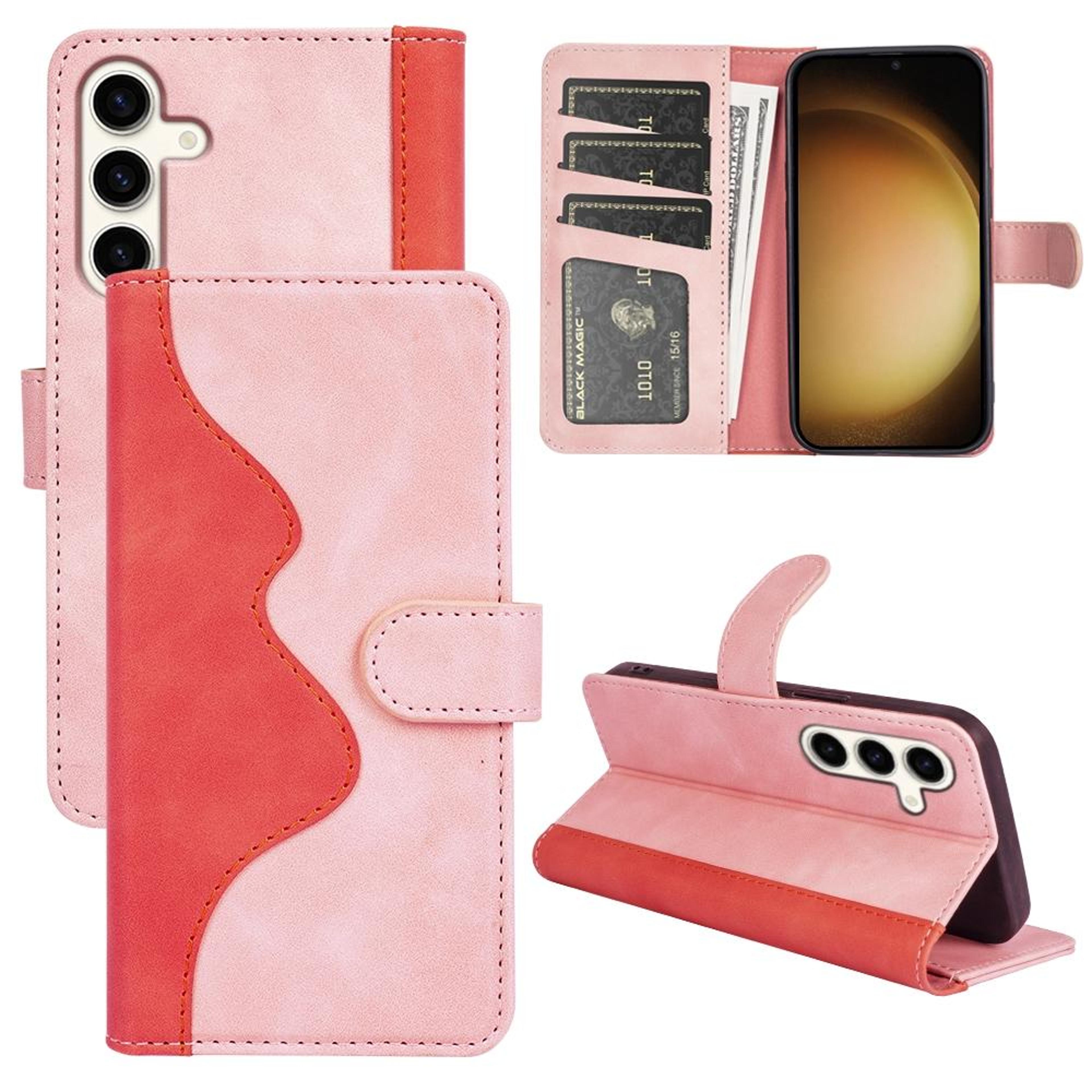 samsung galaxy s24 5g leather wallet case with card slot, kickstand and shockproof protection