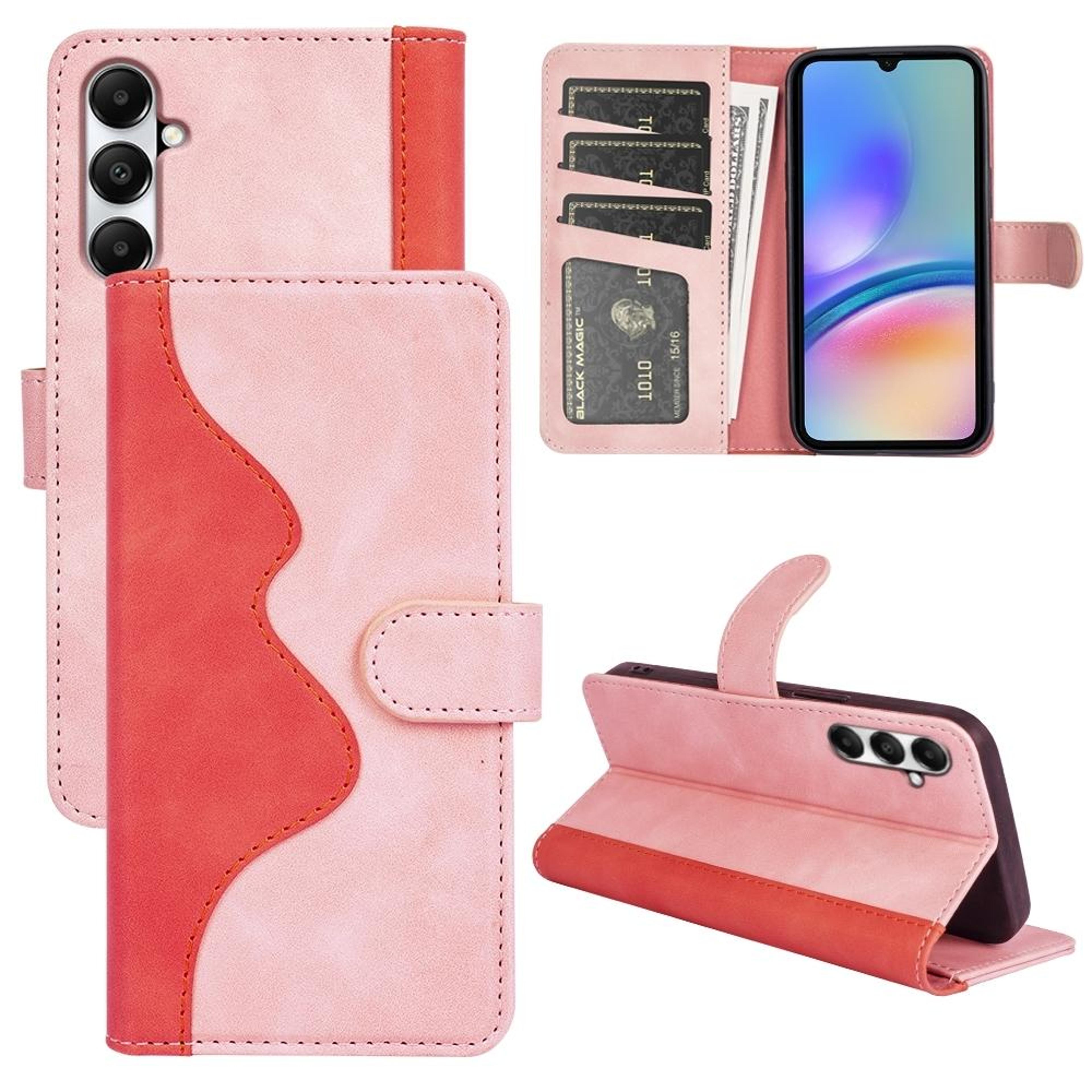 samsung galaxy a05s leather wallet case with card slot, flip stand and drop protection