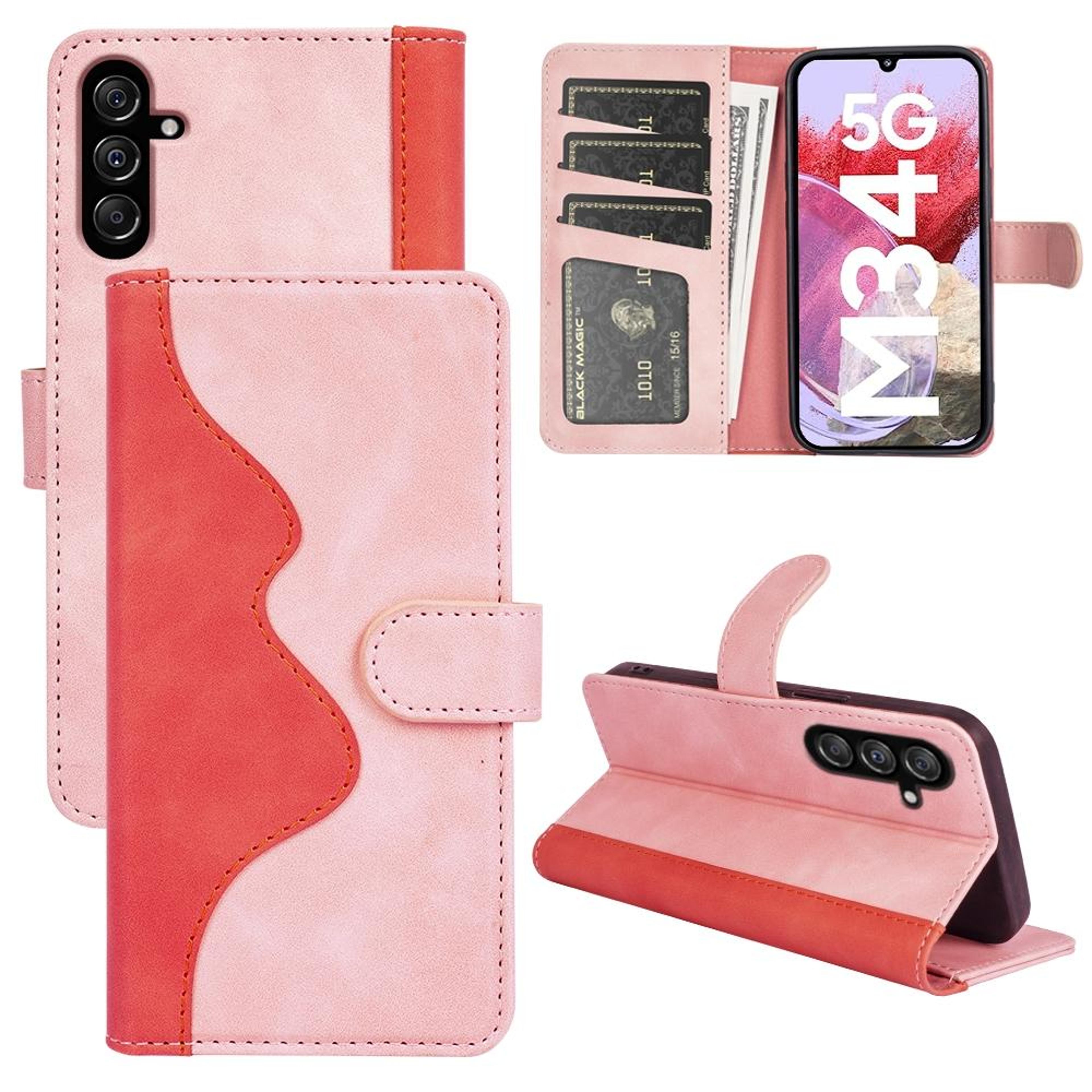 samsung galaxy m34 5g leather flip wallet case with card holder and kickstand
