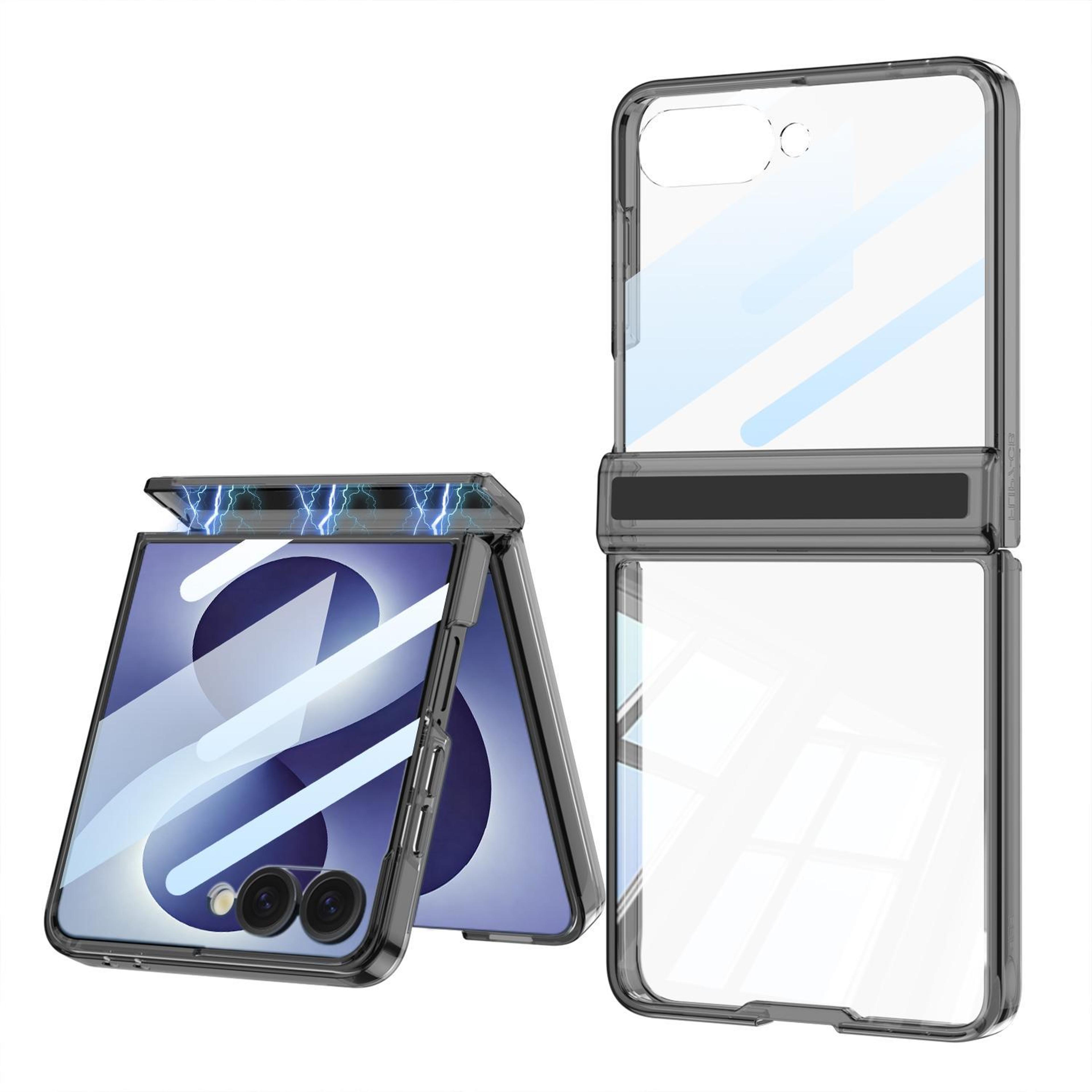 galaxy z flip8 case with magnetic ring, clear full-body drop protection