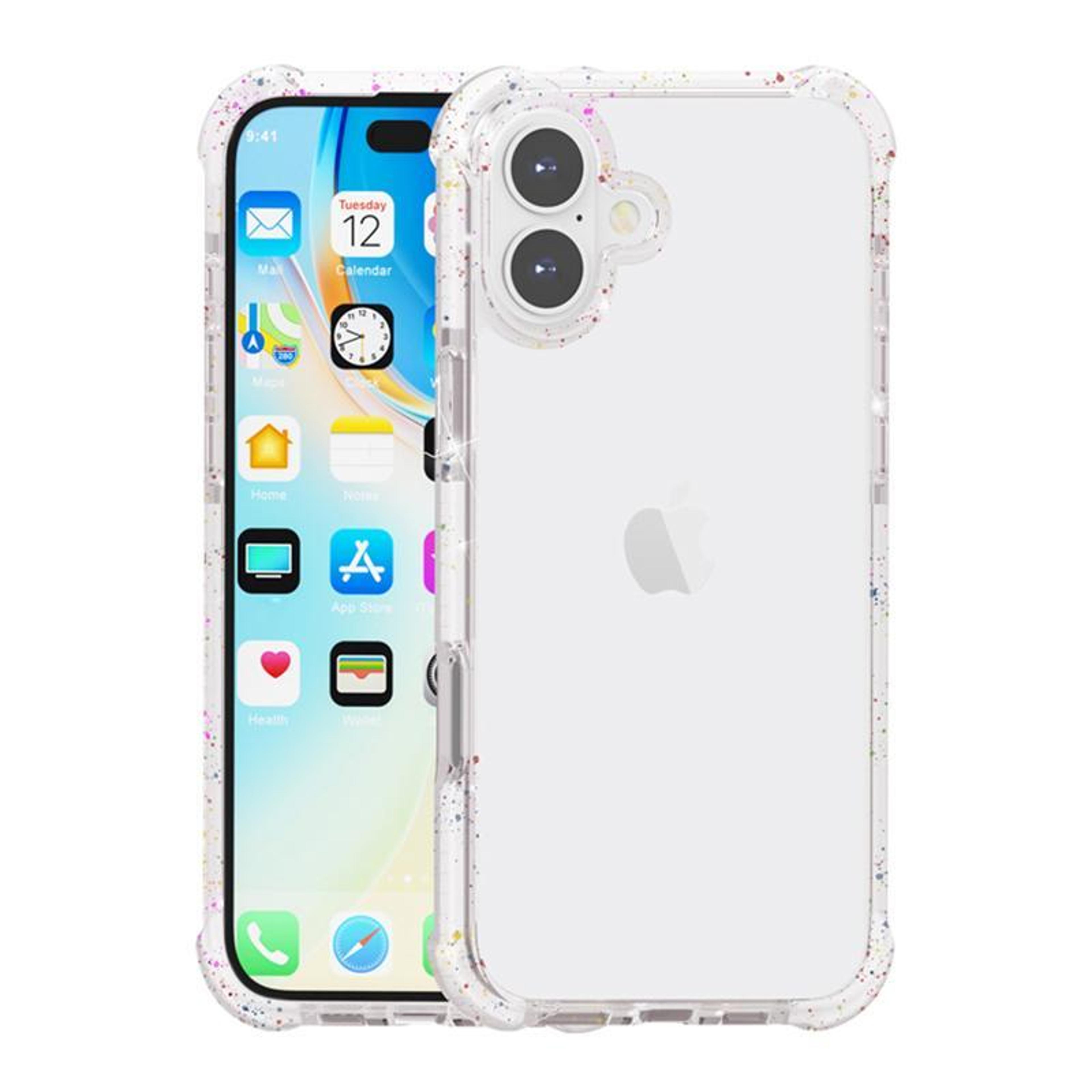 iphone 17 clear acrylic protective case with white accents and raised edge protection