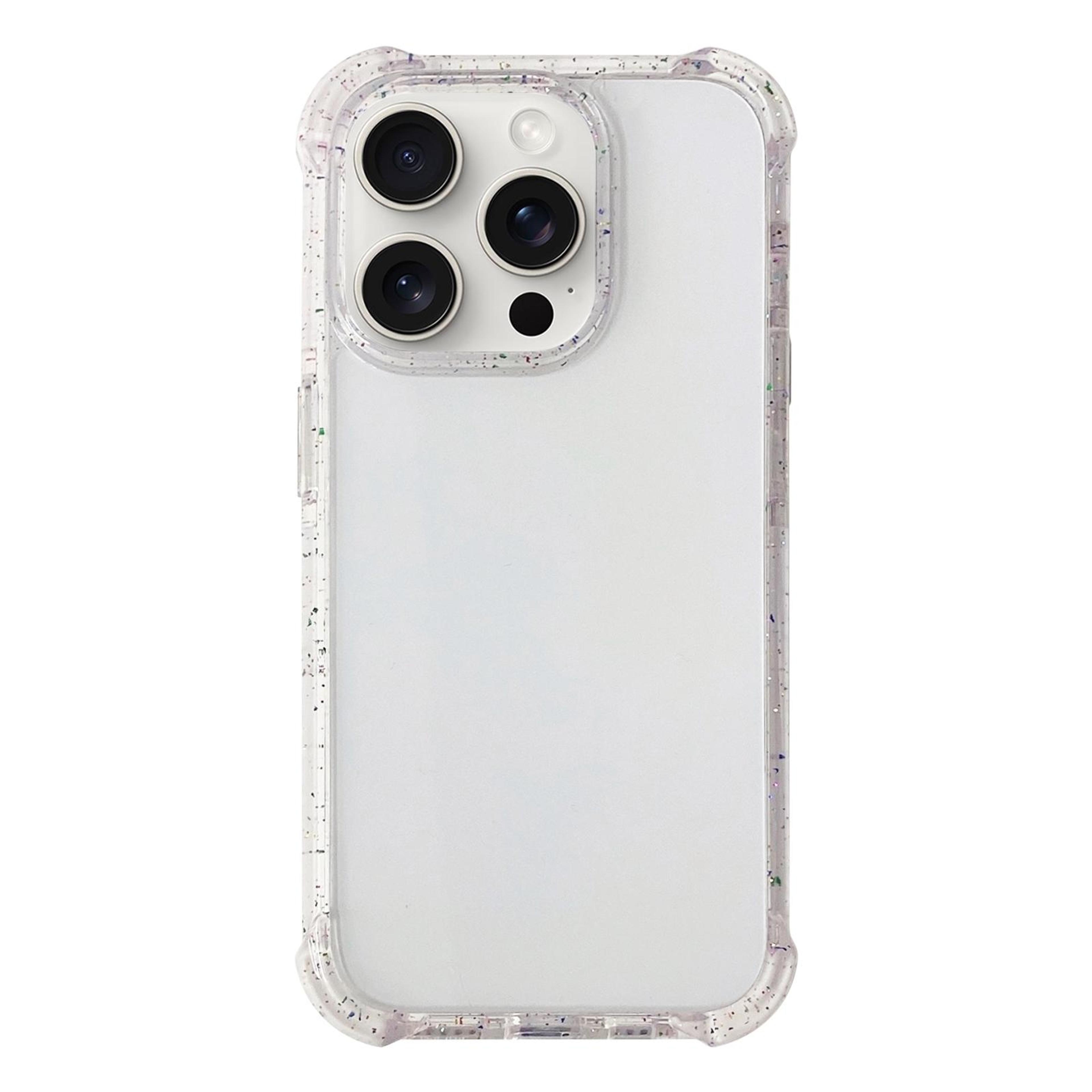 iphone 13 pro max clear phone case with white accents and raised camera protection