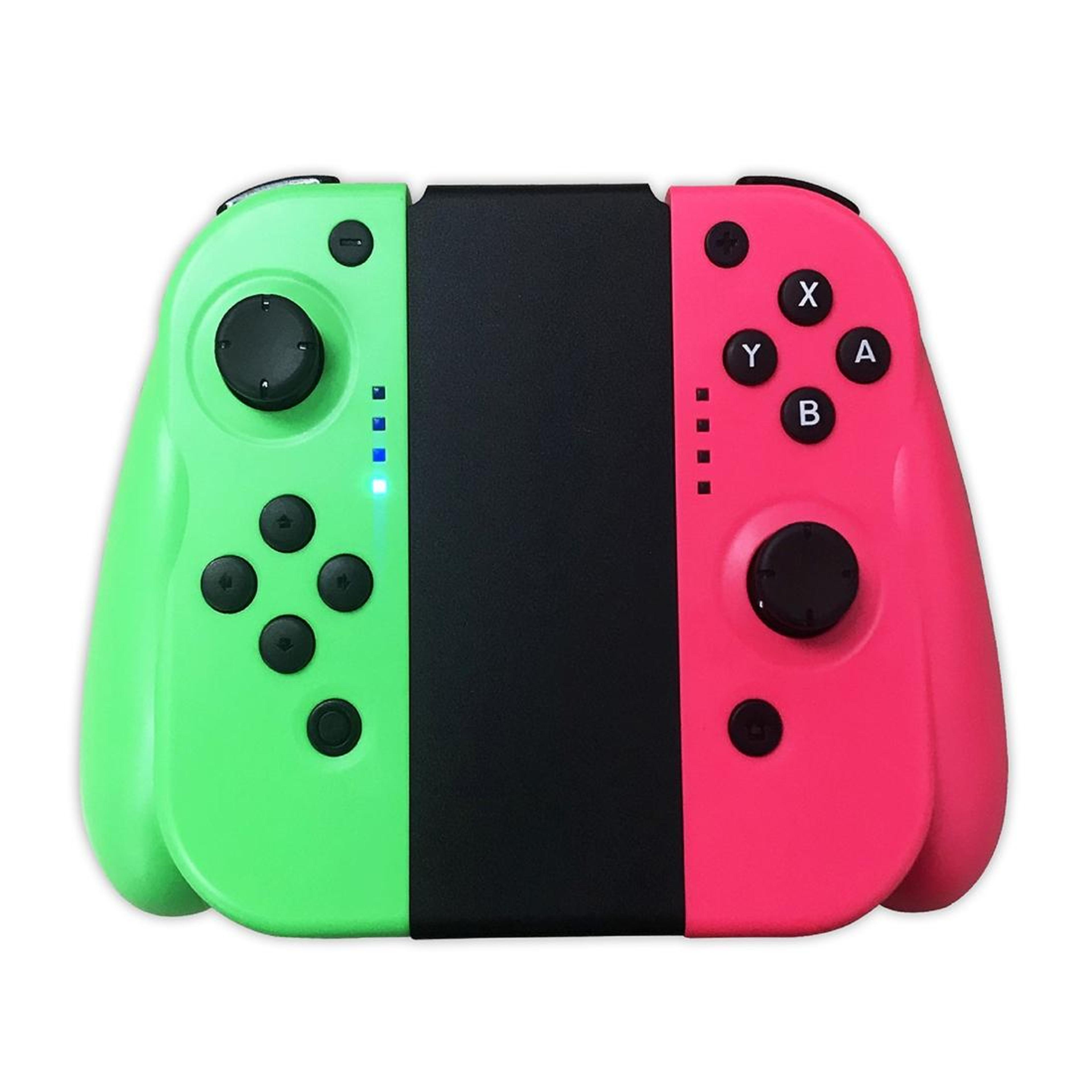 wireless bluetooth switch joy-con replacement controllers with dual 3d joysticks green and red