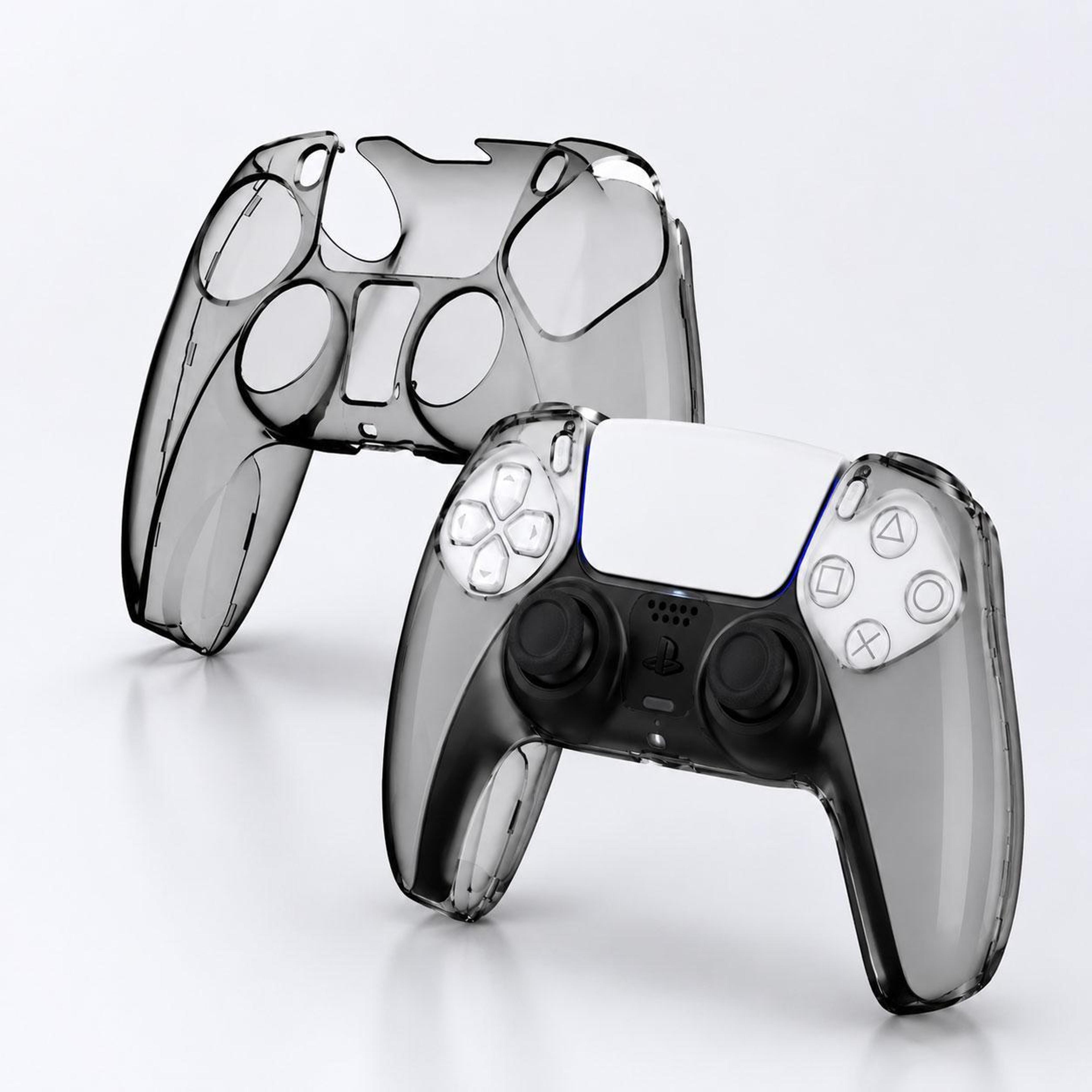 xdcase ps5 controller protective case 2-piece ultra-thin crystal hard shell transparent black