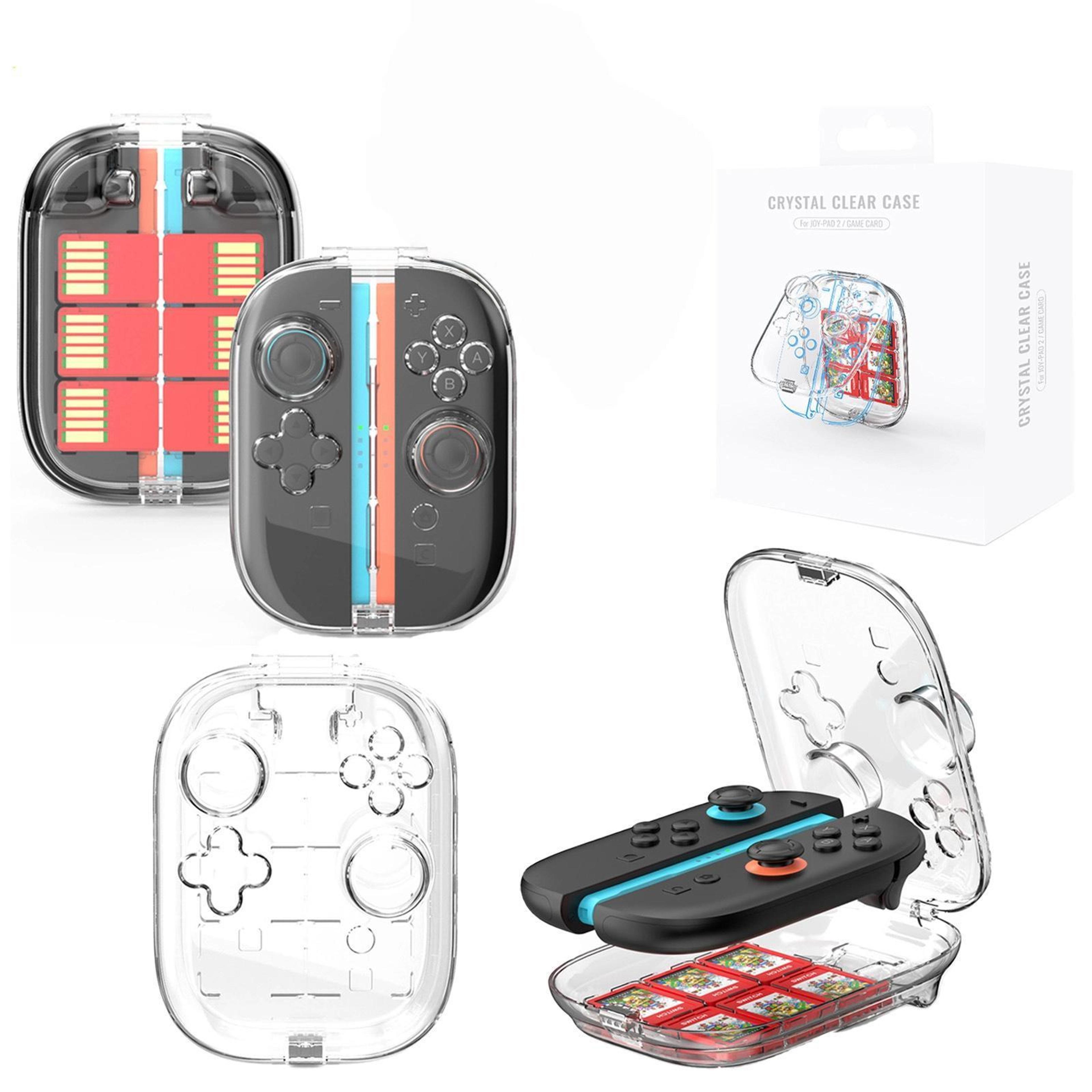 nintendo switch 2 joy-con clear hard case with 6 game card storage slots