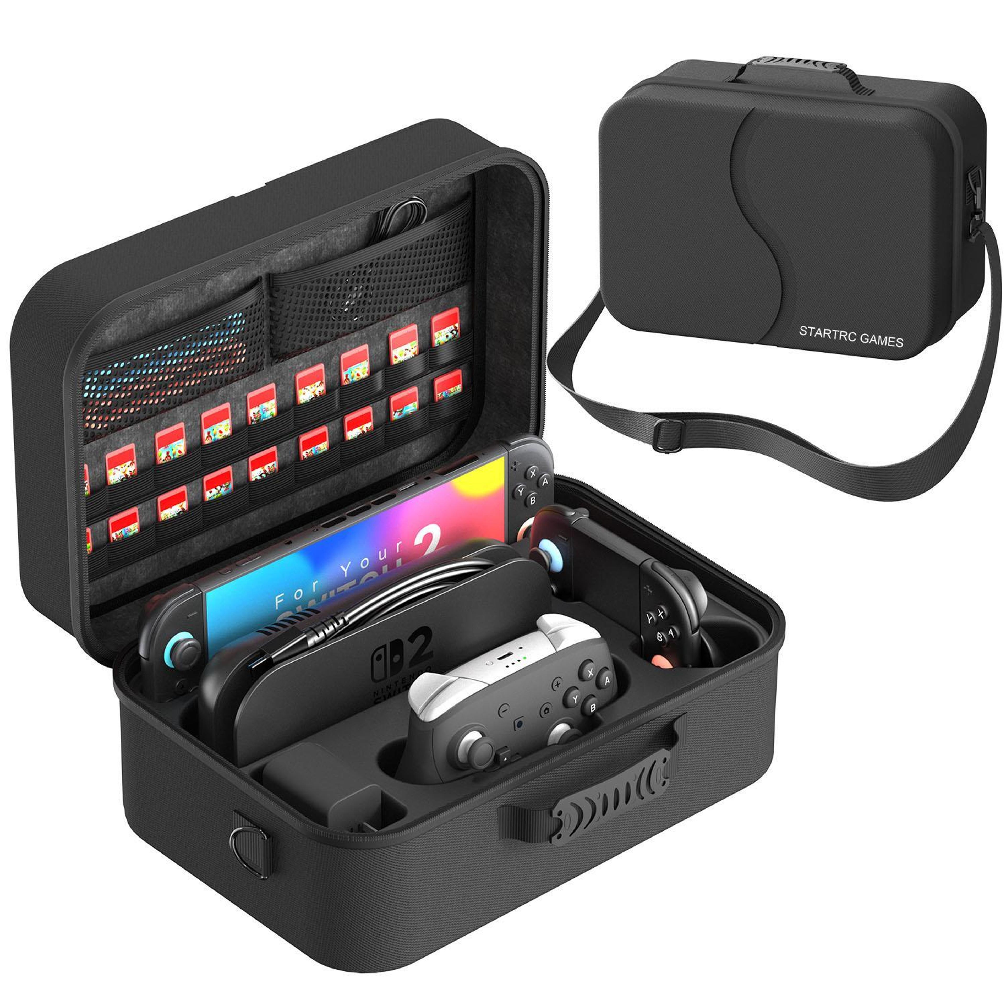 nintendo switch 2 hard shell carrying case and crossbody travel bag