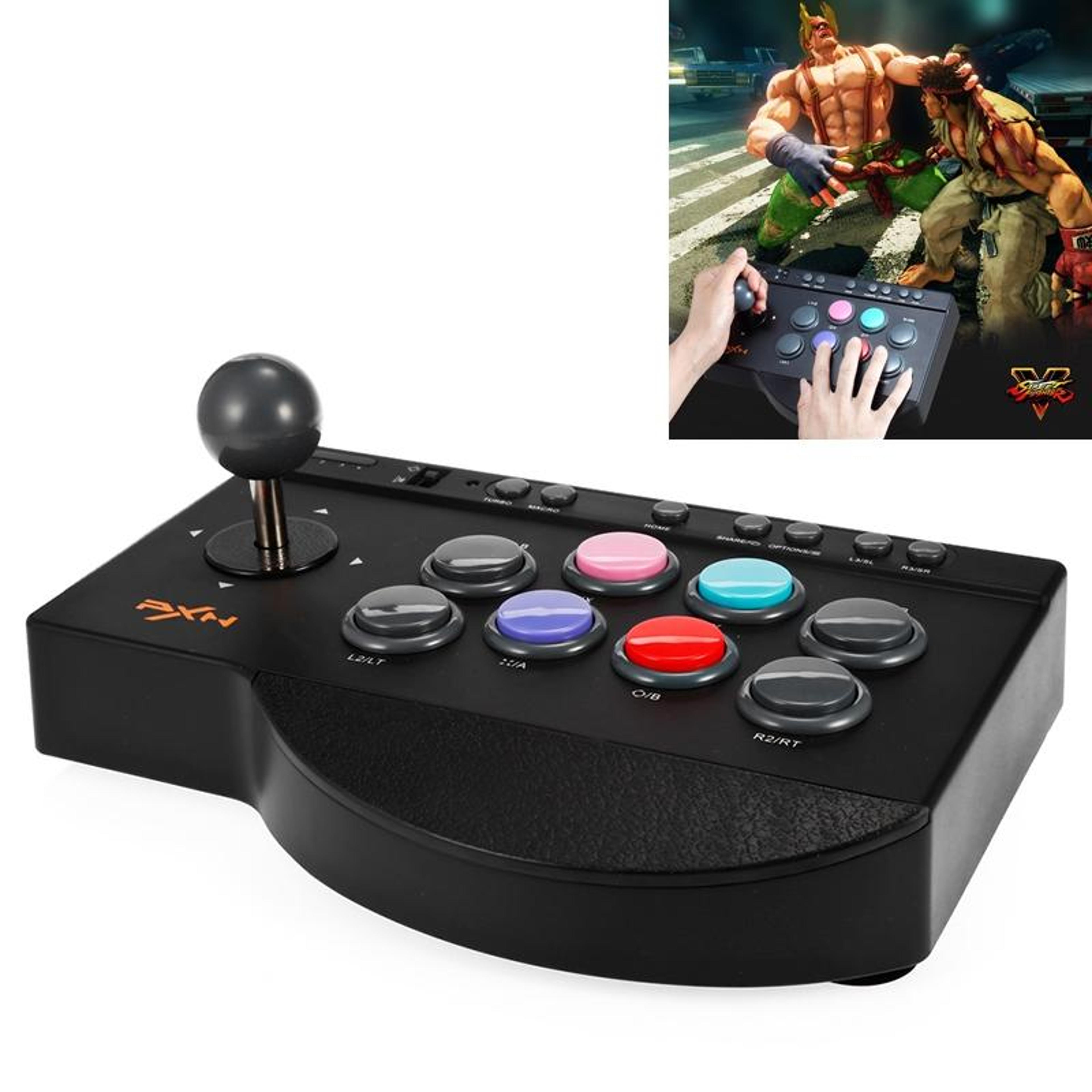 pxn-0082 arcade fight stick multi-platform gaming joystick with turbo and macro