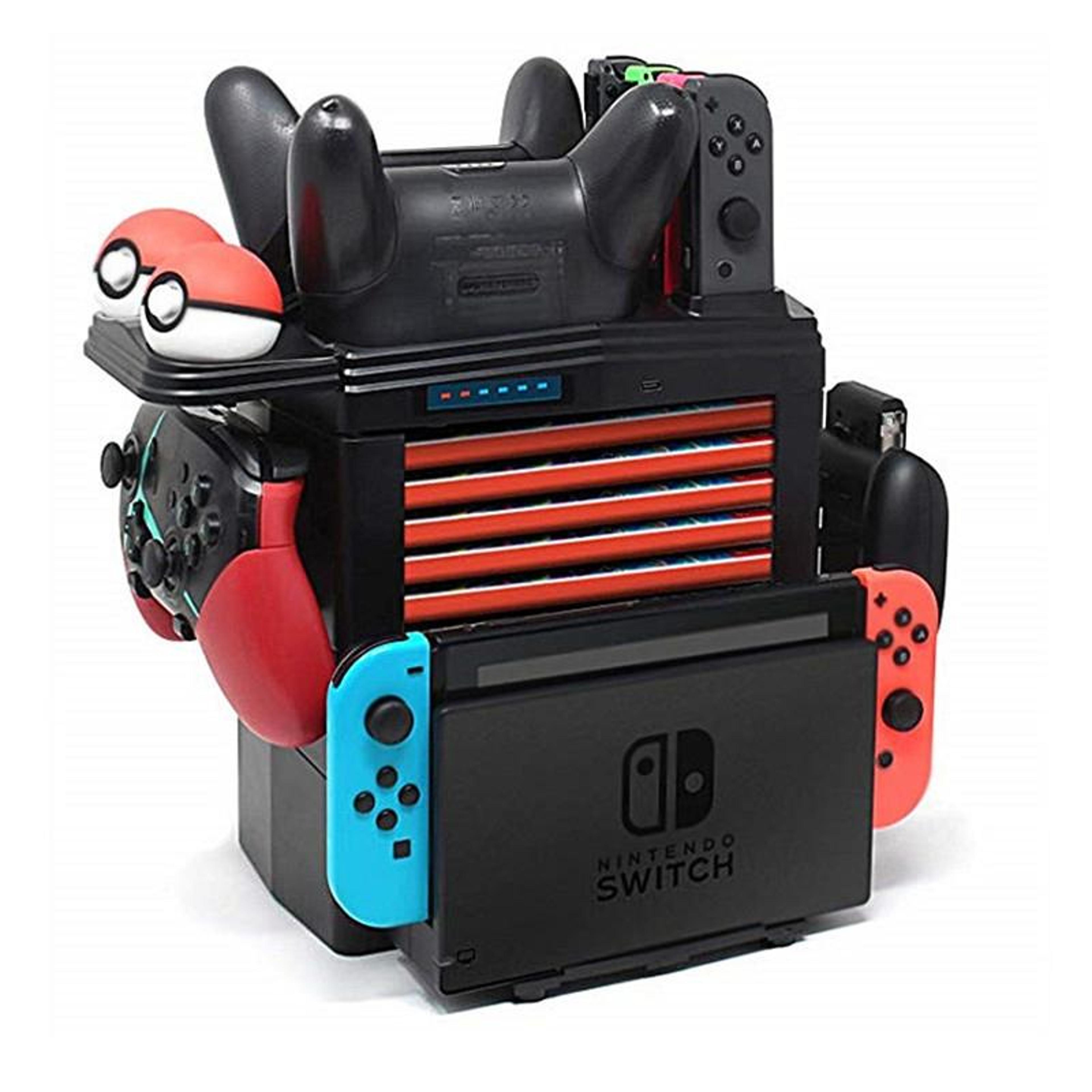 kjh nintendo switch charging station and switch accessories organizer with controller and game storage