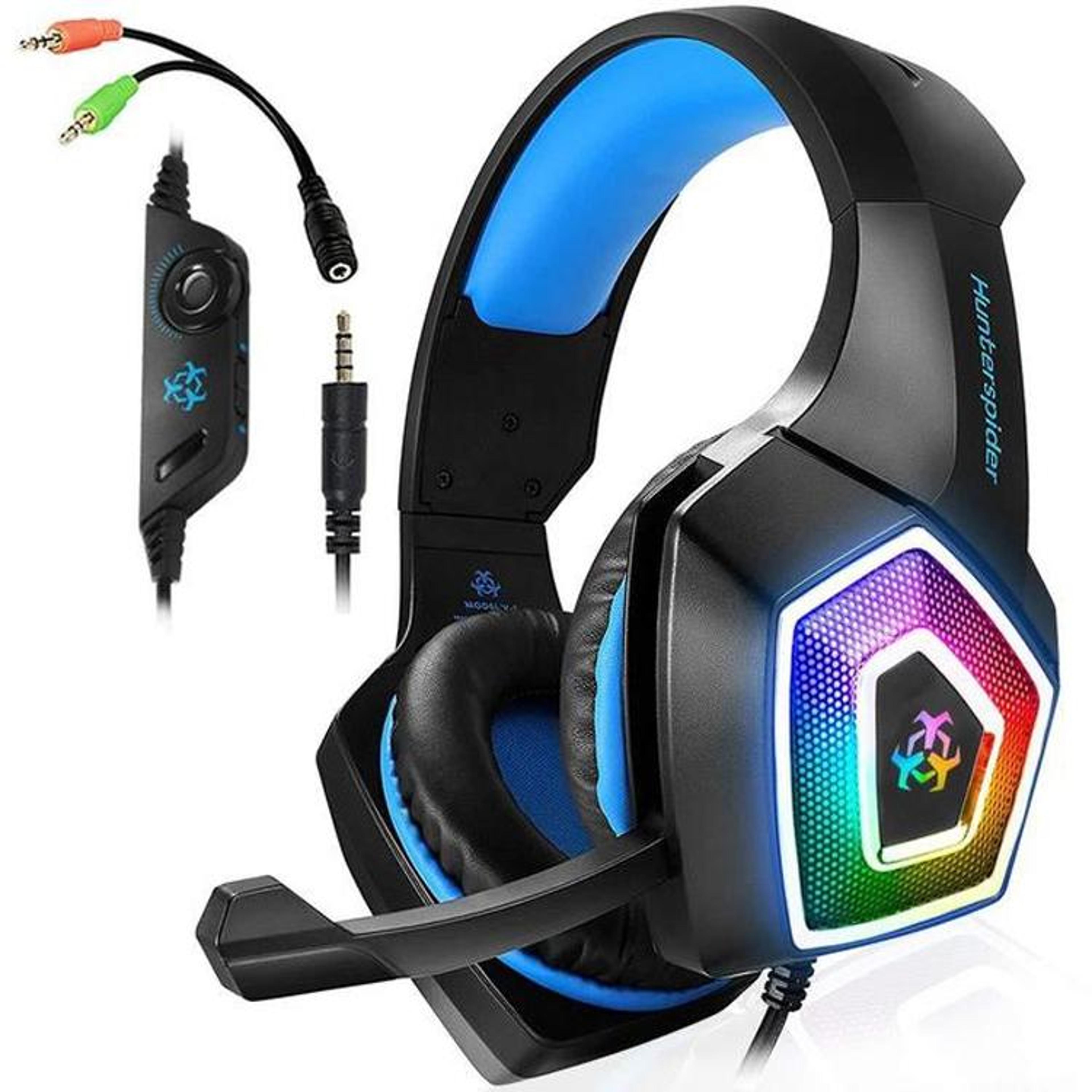 v1 rgb gaming headset with 50mm drivers, 3.5mm gaming headset with mic and 7-color lighting