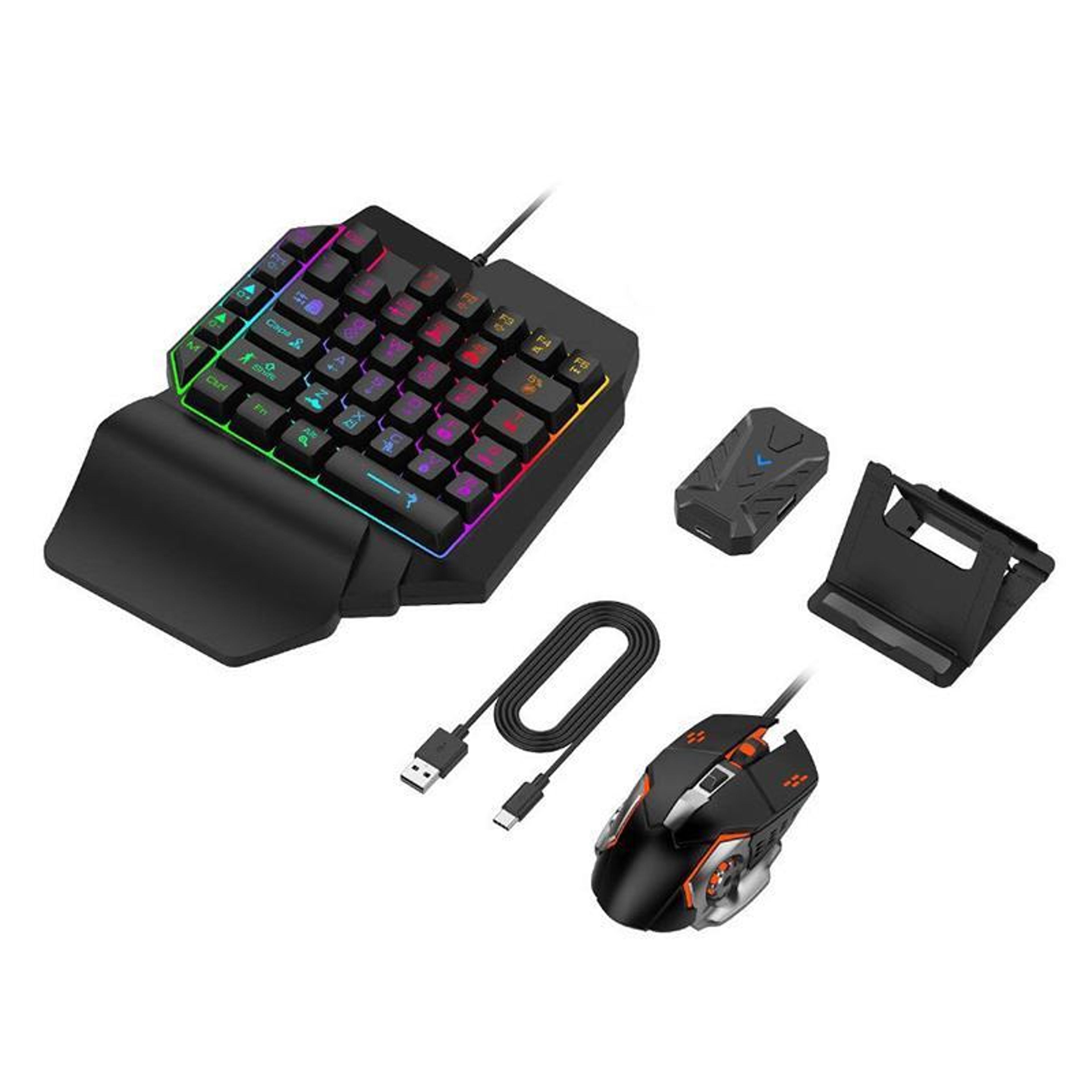 gamwing mix lite+ keyboard and mouse converter with rgb one-handed gaming keyboard and mouse