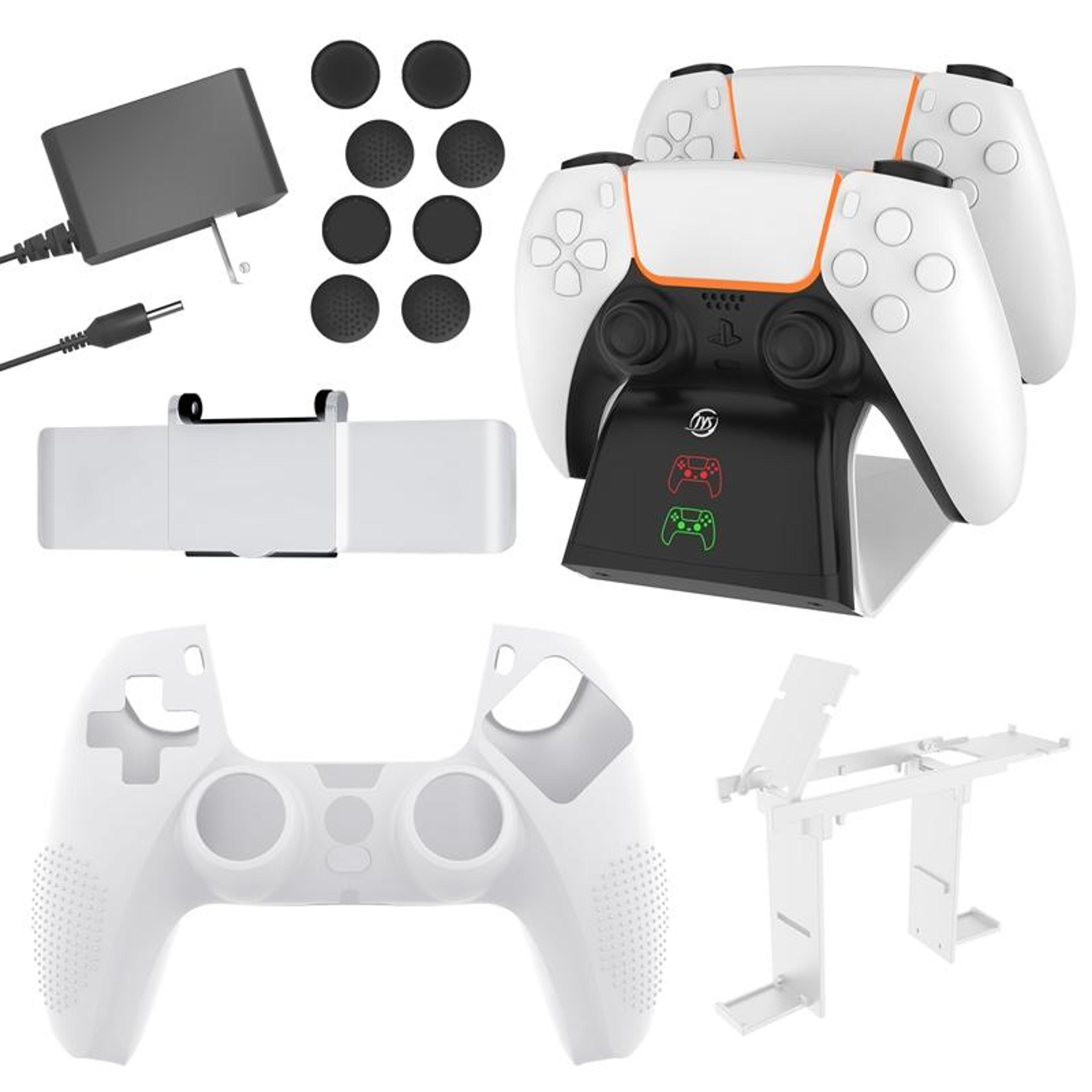 jys-p5151 12-in-1 ps5 controller charger and ps5 accessories kit with thumb grips and silicone cover