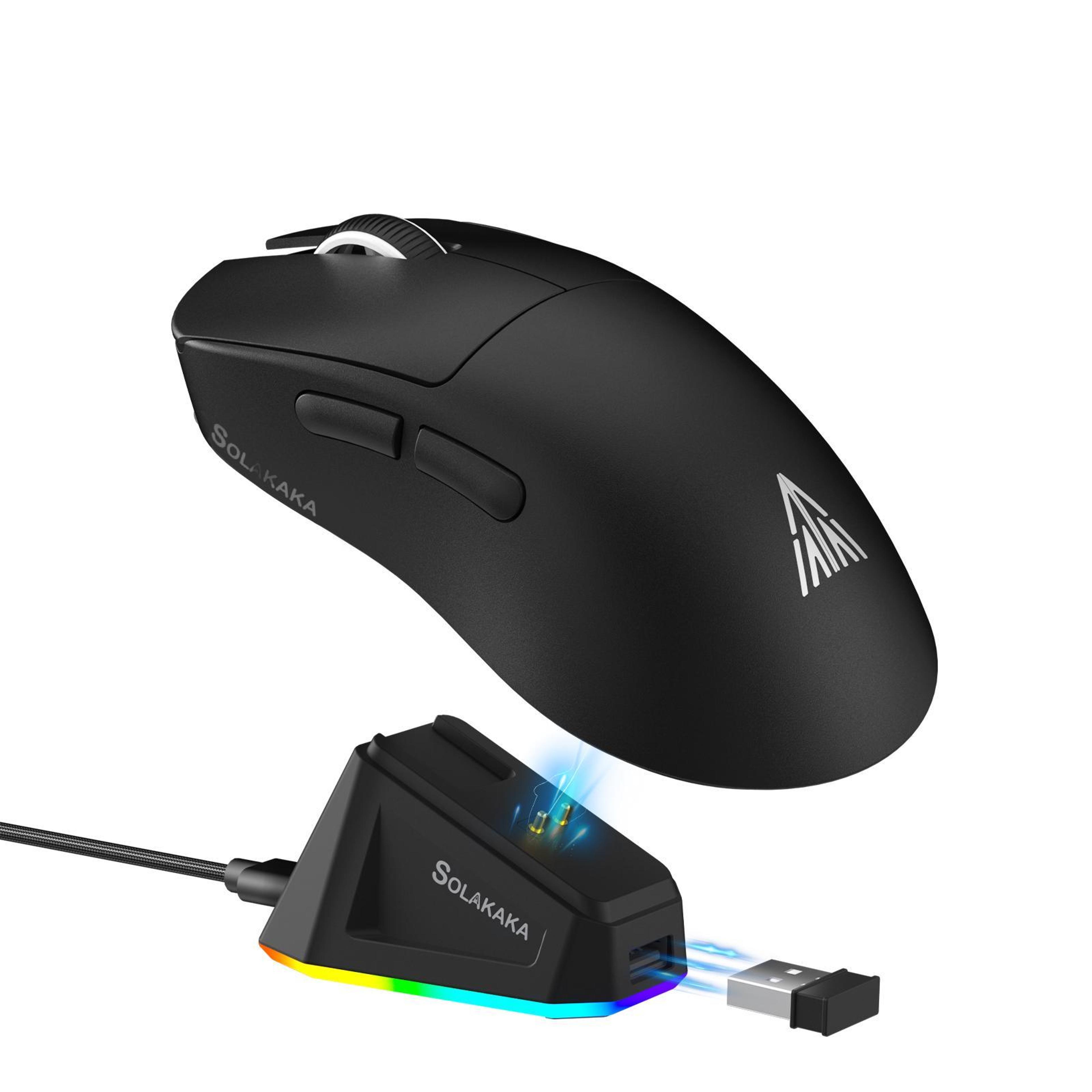 solakaka sm822 wireless gaming mouse 24000 dpi lightweight tri-mode mouse with rgb charging dock