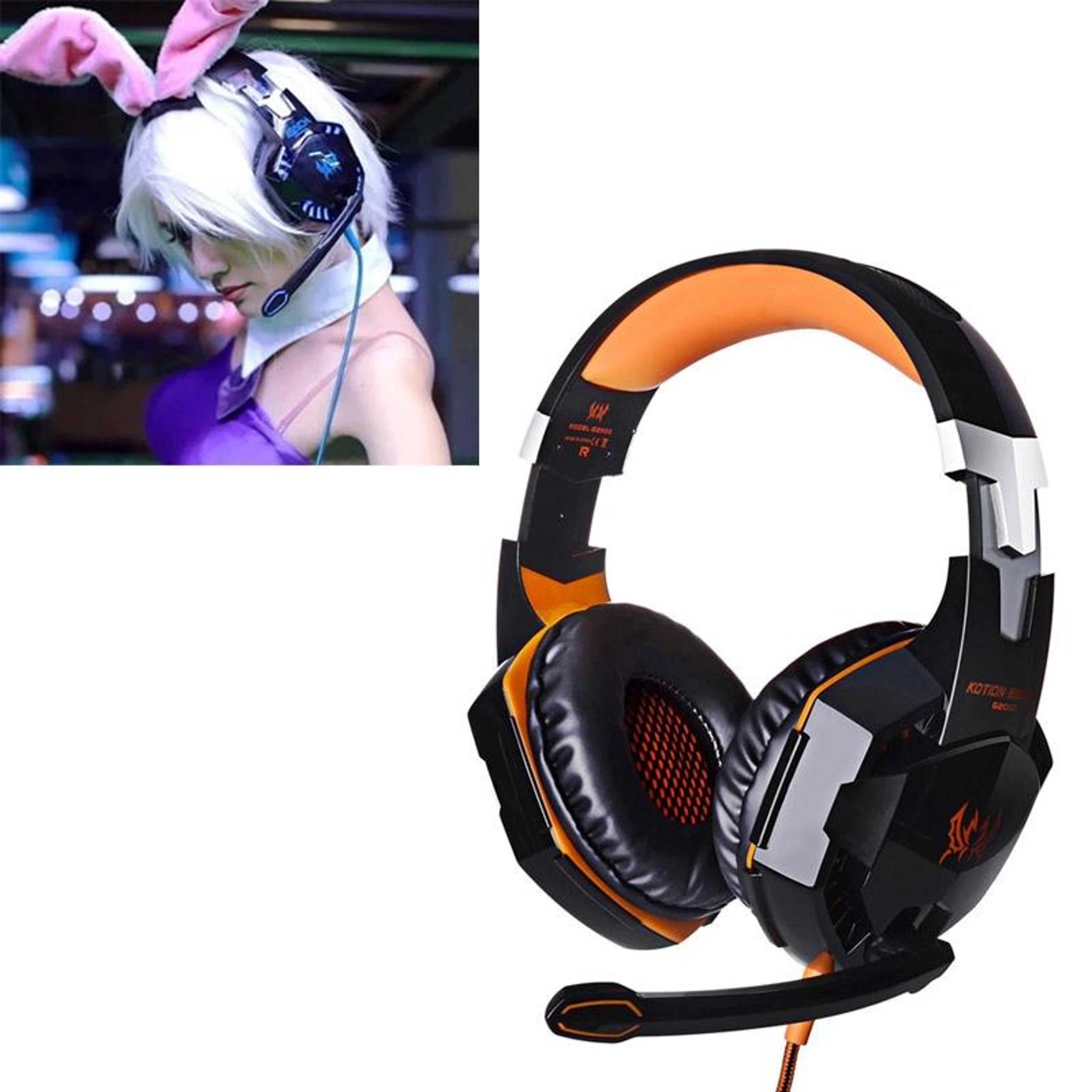 each g2000 wired gaming headset with microphone, 50mm drivers and led lights