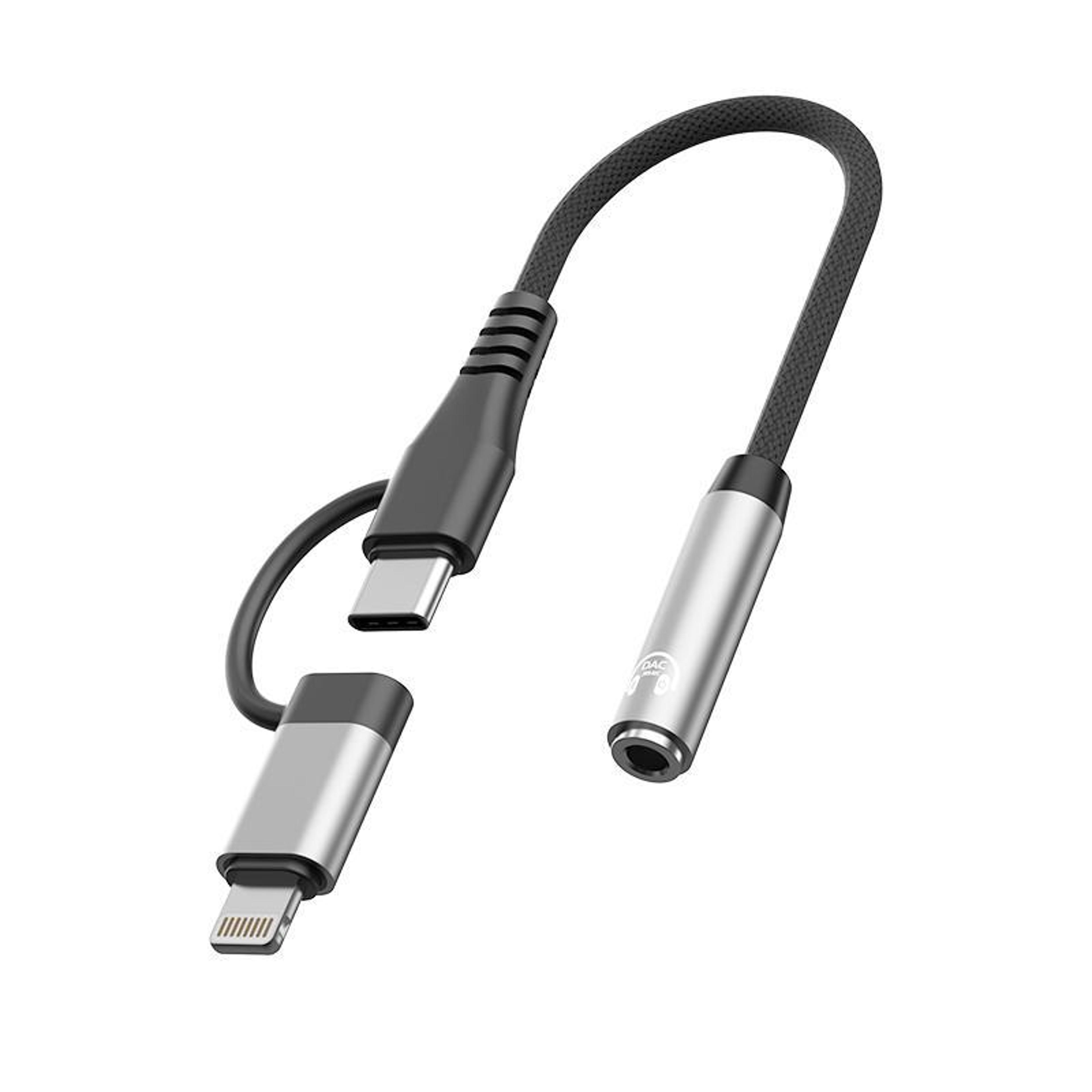 2-in-1 usb c & lightning to 3.5mm hifi audio adapter with 384khz dac & eq
