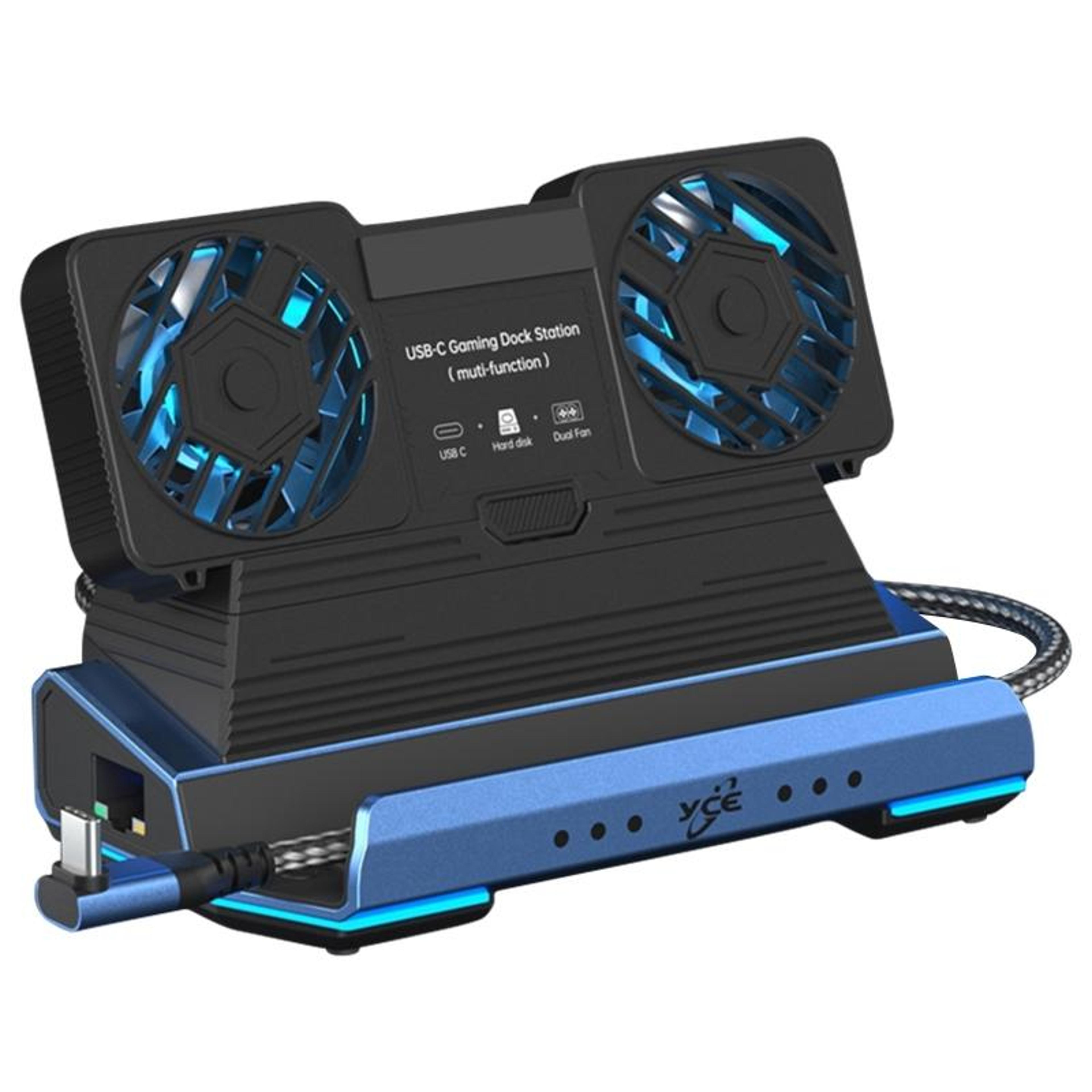 yce-v279 10-in-1 usb-c gaming dock with dual cooling fans, 4k 60hz, 100w pd and m.2 storage