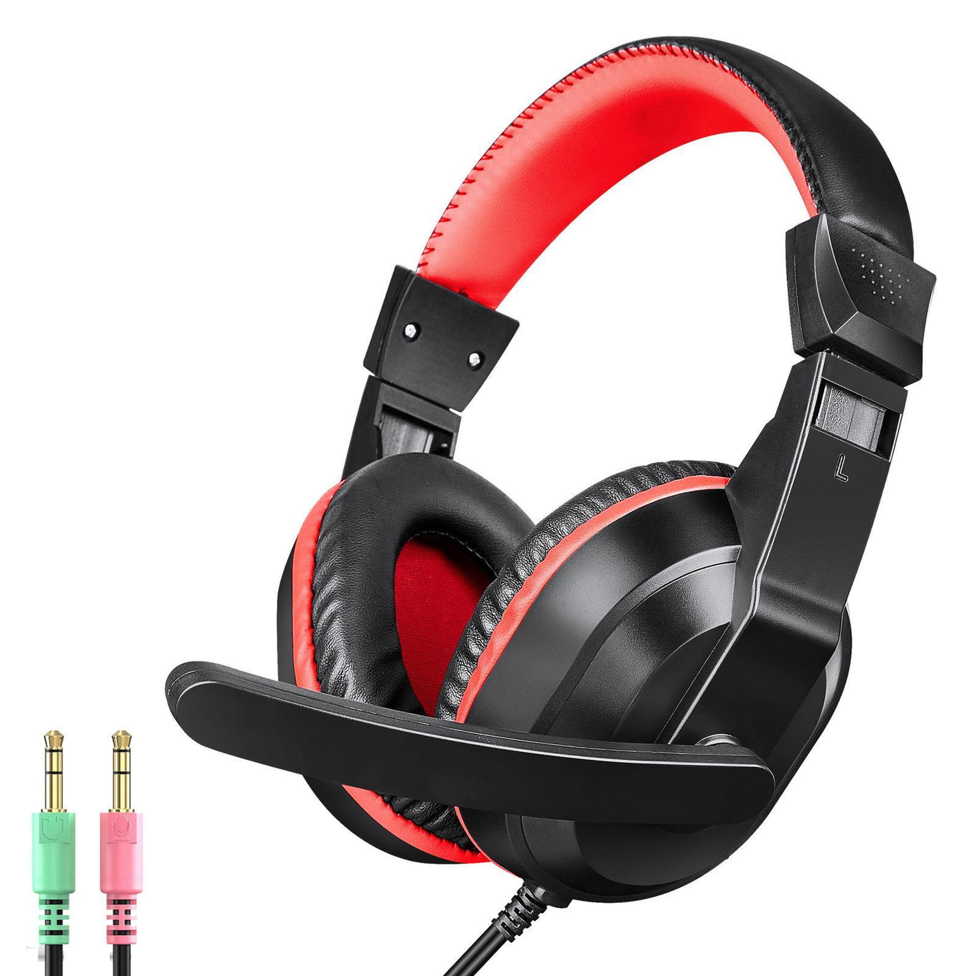 t-wolf h150 wired gaming headset with microphone, 40mm stereo drivers and dual 3.5mm plugs