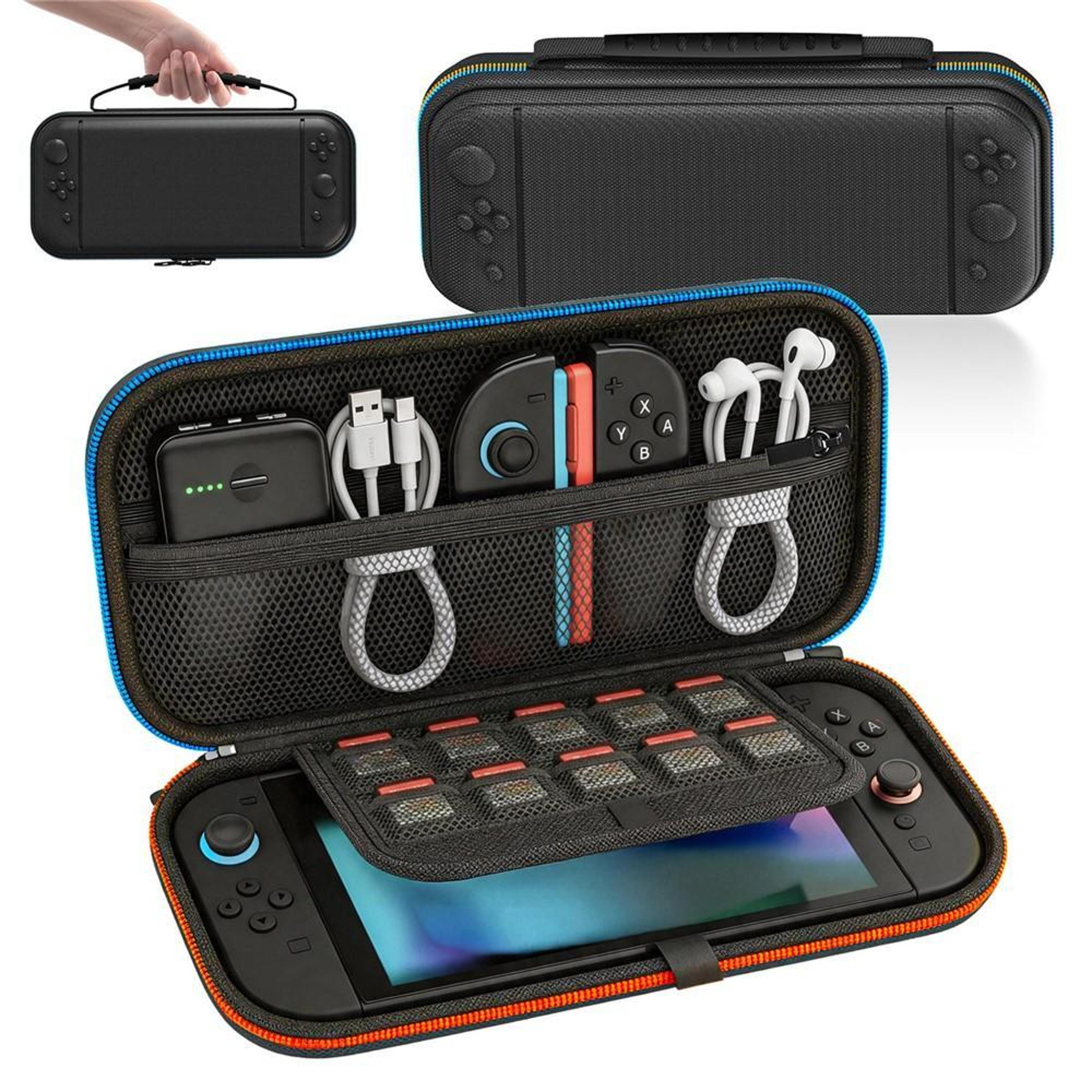 nintendo switch 2 carrying case with eva hard shell, 10 game slots and accessory storage