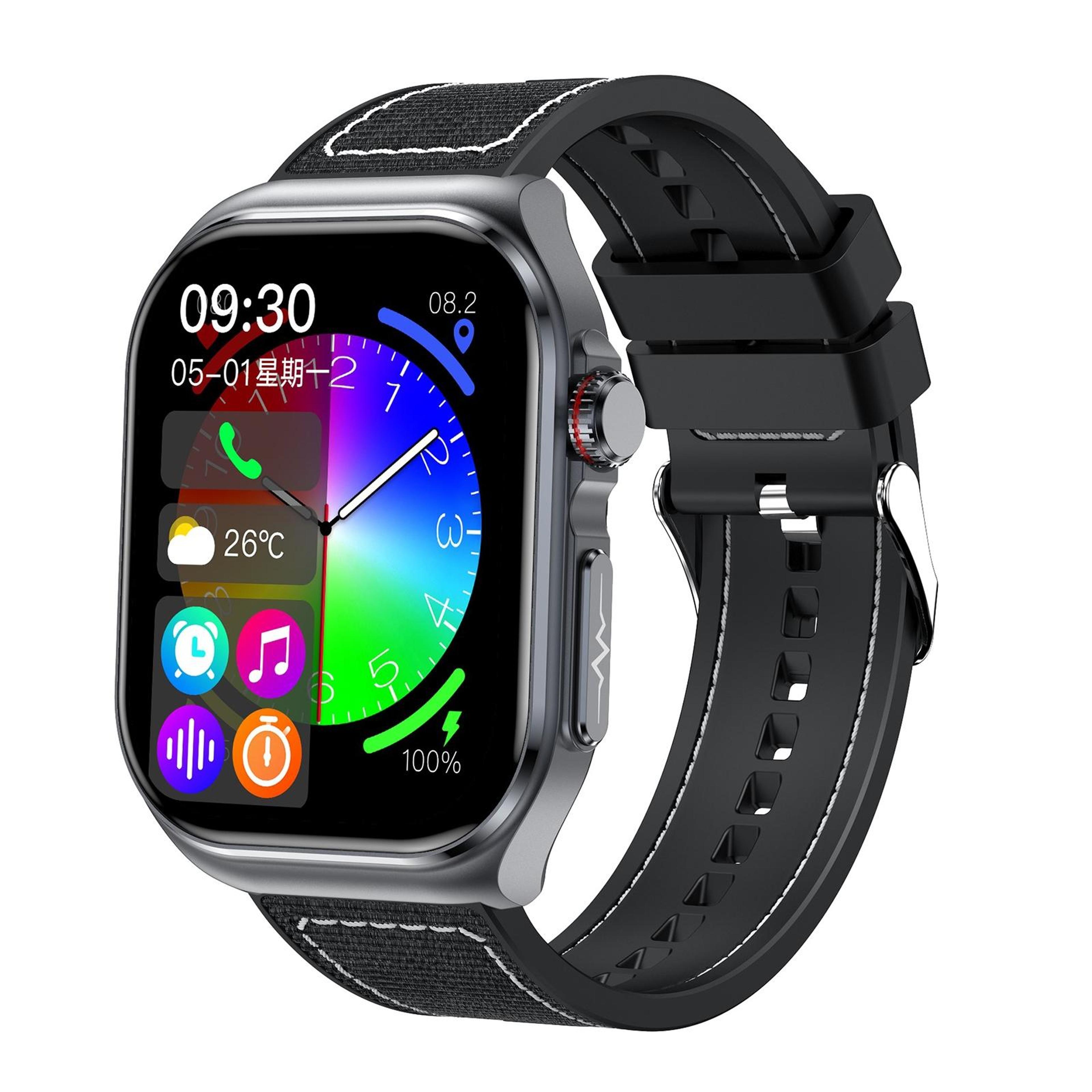 et585 ecg smartwatch with 2.04-inch amoled display, ip68 waterproof design and health monitoring