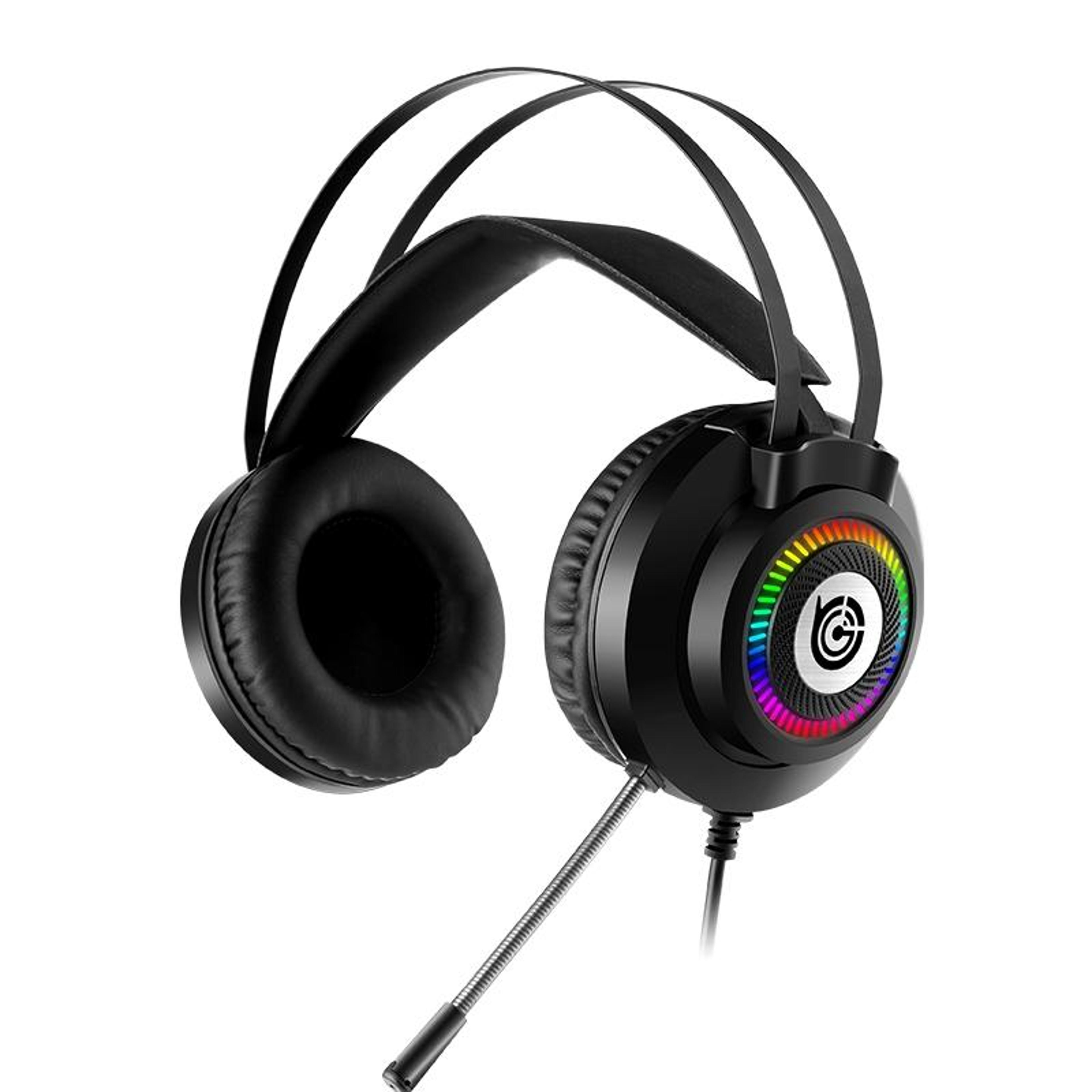 gt9 wired gaming headset with 50mm surround sound, noise-reducing mic and led lights for pc, ps4 and ps5