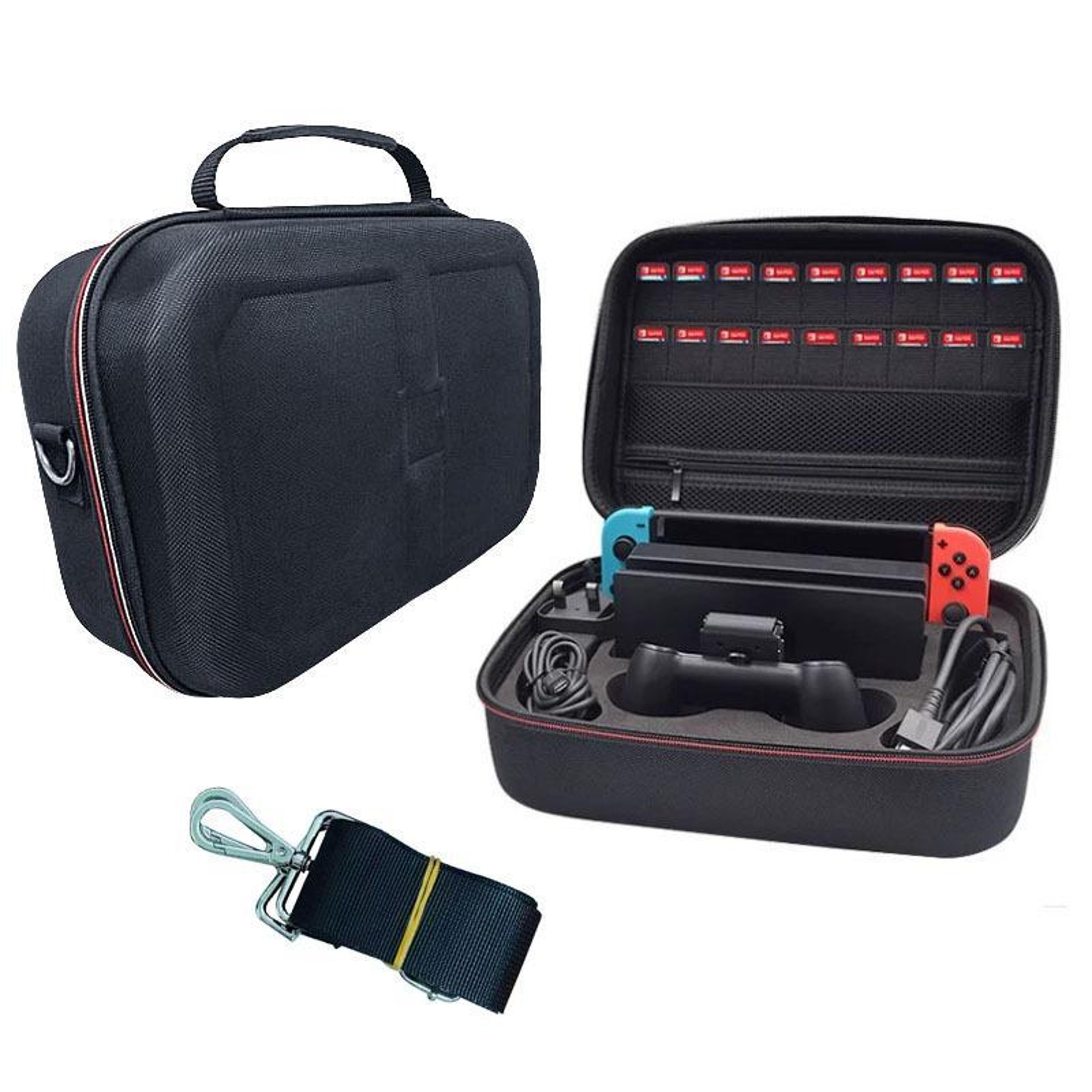 nintendo switch oled carrying case eva hard shell travel storage bag with 18 game slots