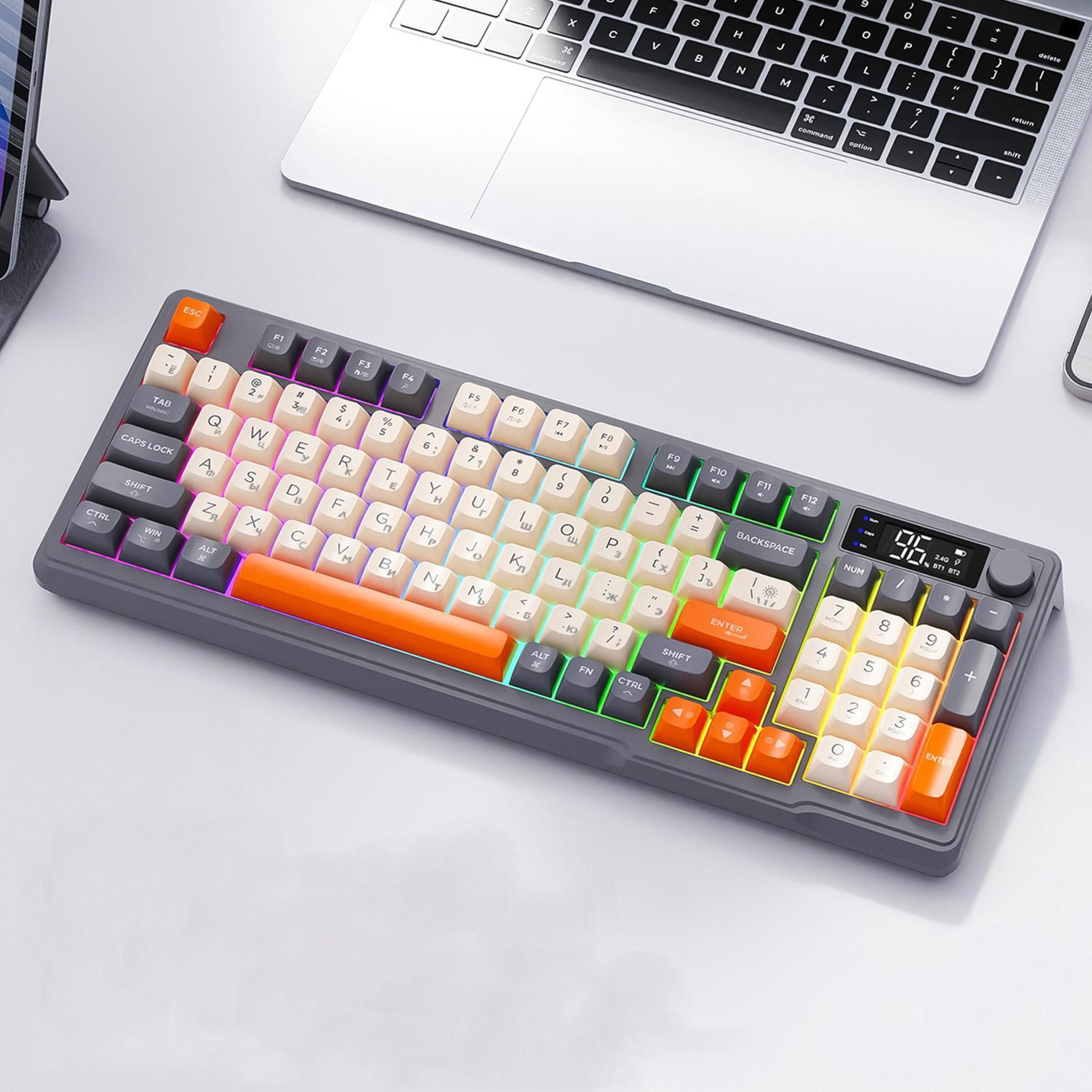 free wolf m96 wireless gaming keyboard with russian layout, bluetooth 5.0 and 2.4ghz