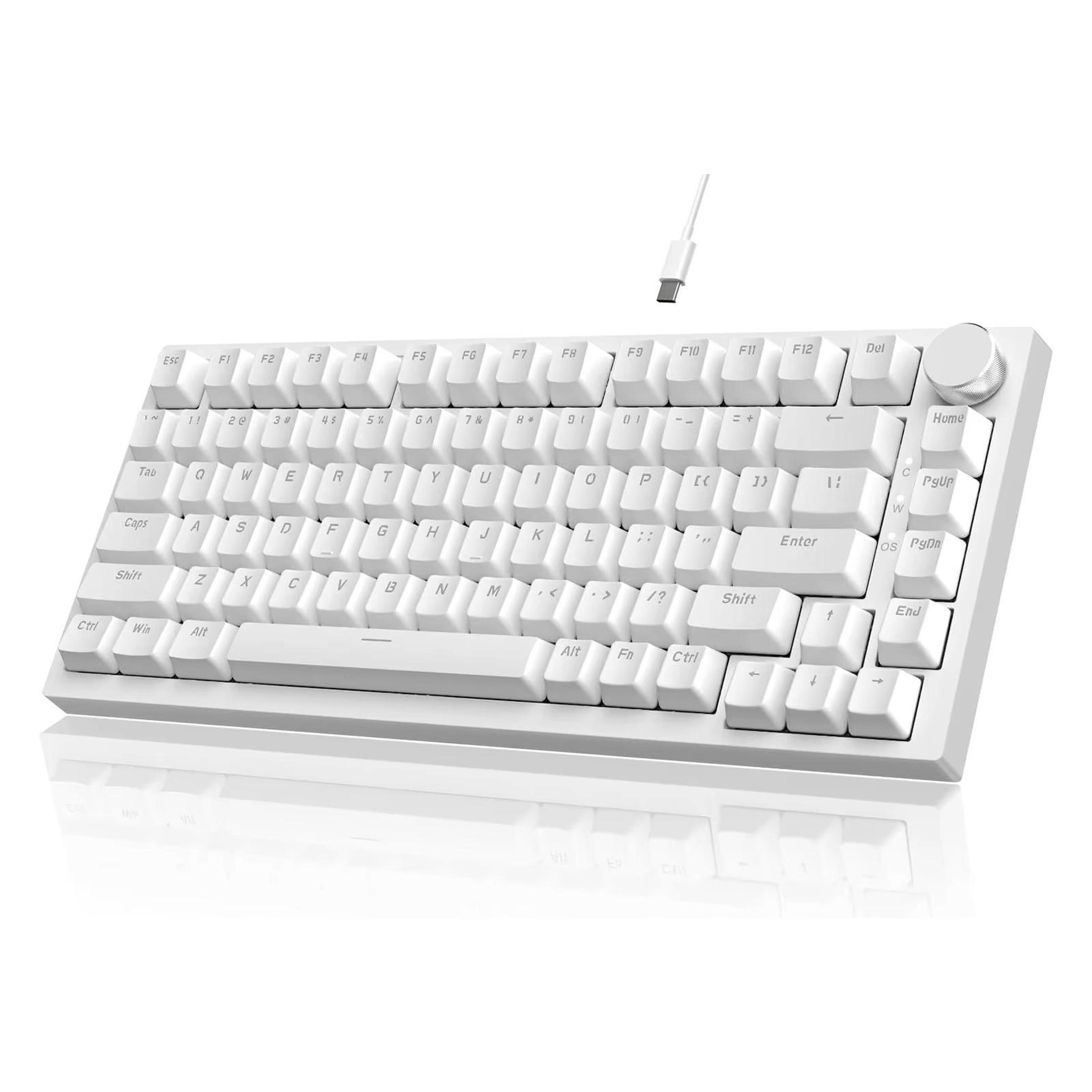 ajazz ak820 swappable wired mechanical keyboard with knob and ice blue light