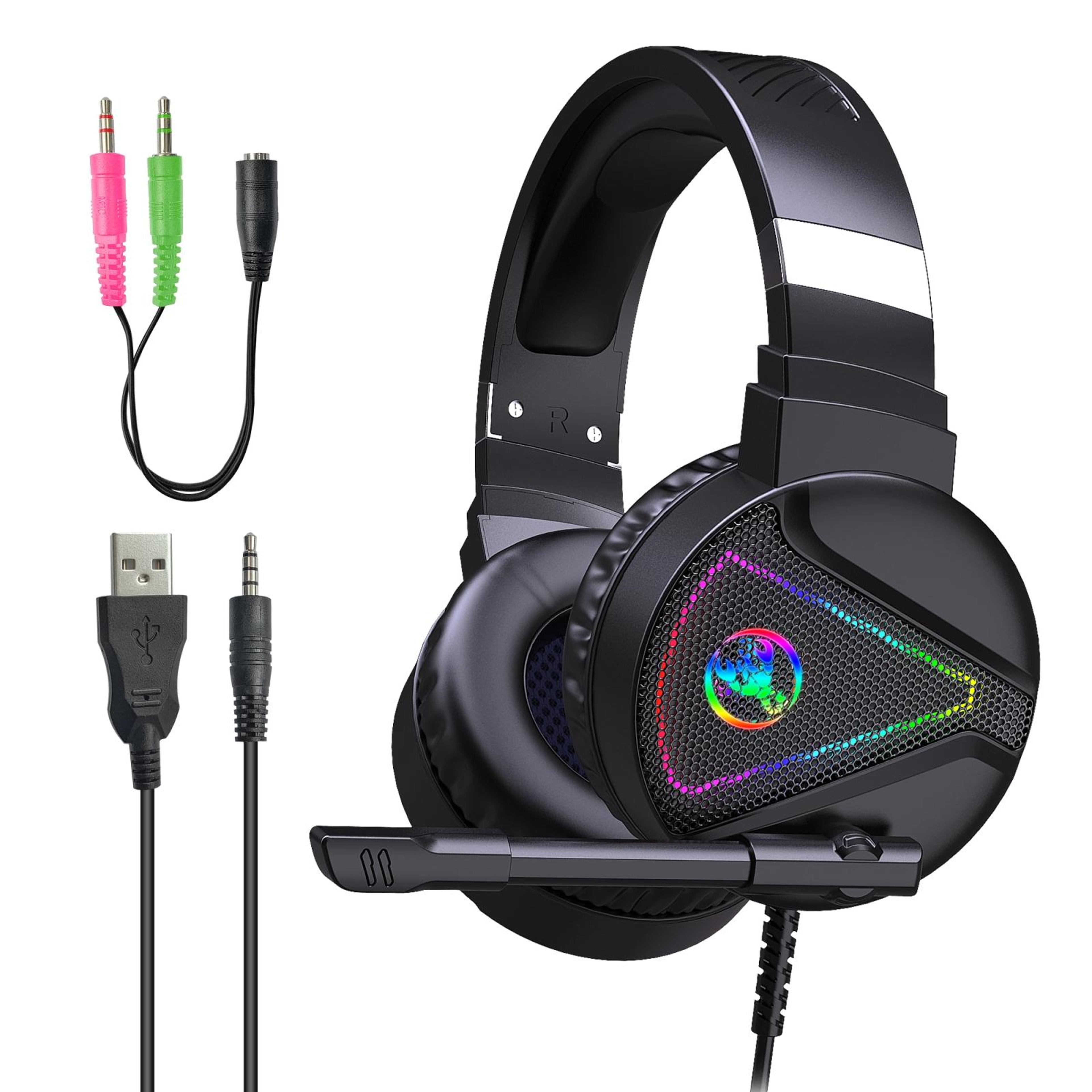 hxsj f16 rgb gaming headset with microphone, 50mm stereo sound, 3.5mm and usb