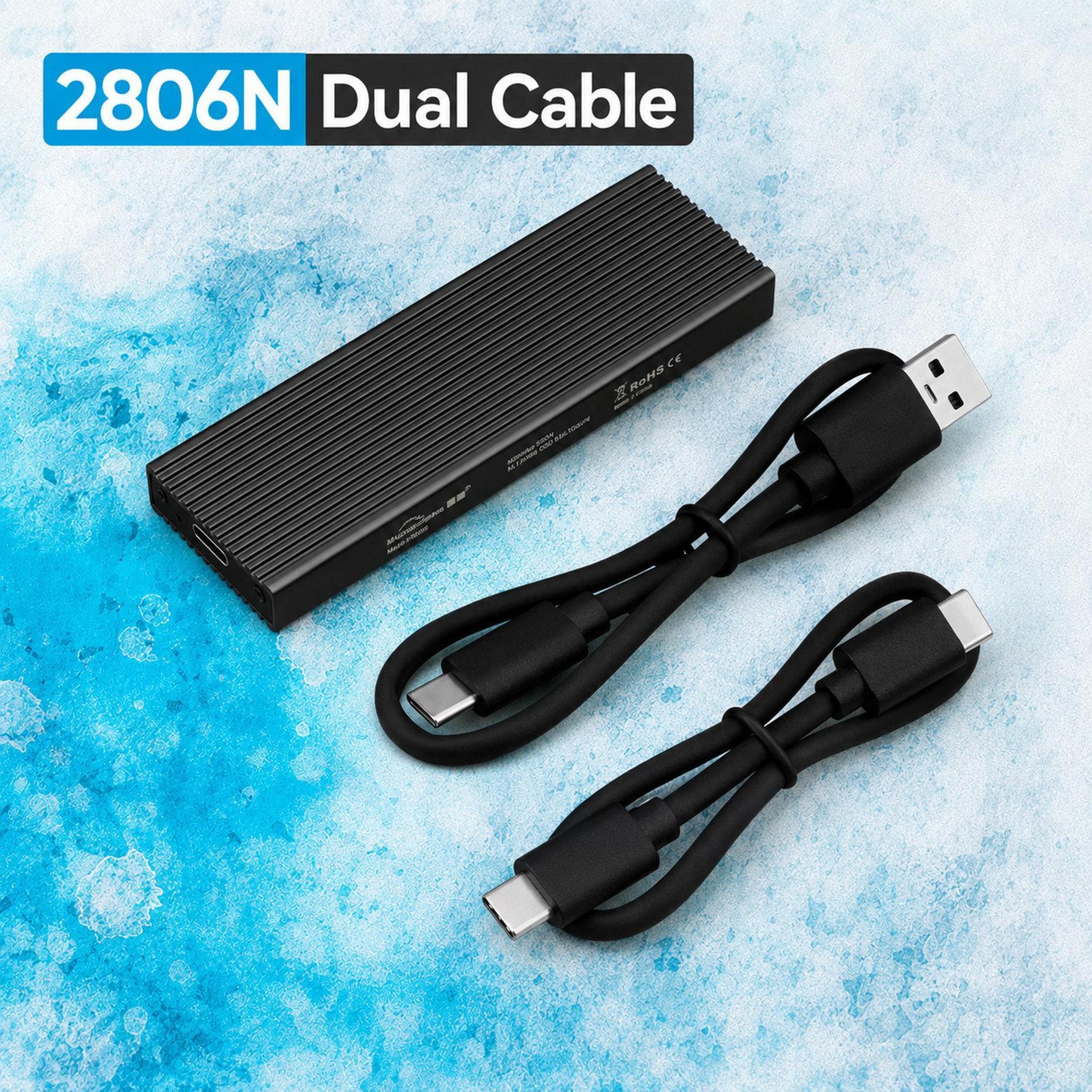 blueendless 2806n 10gbps m.2 nvme ssd enclosure with usb-c dual cables