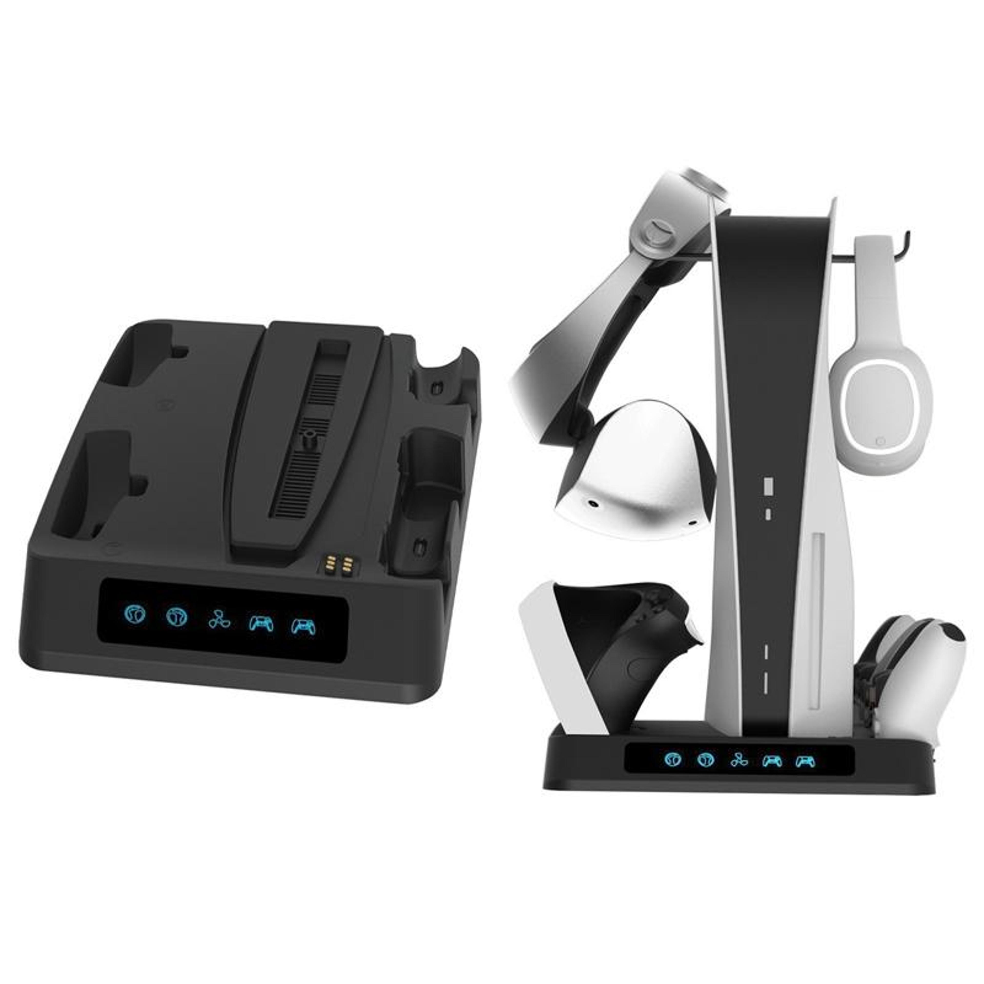 psvr2 charging station and ps5 controller charger with cooling fan and storage stand