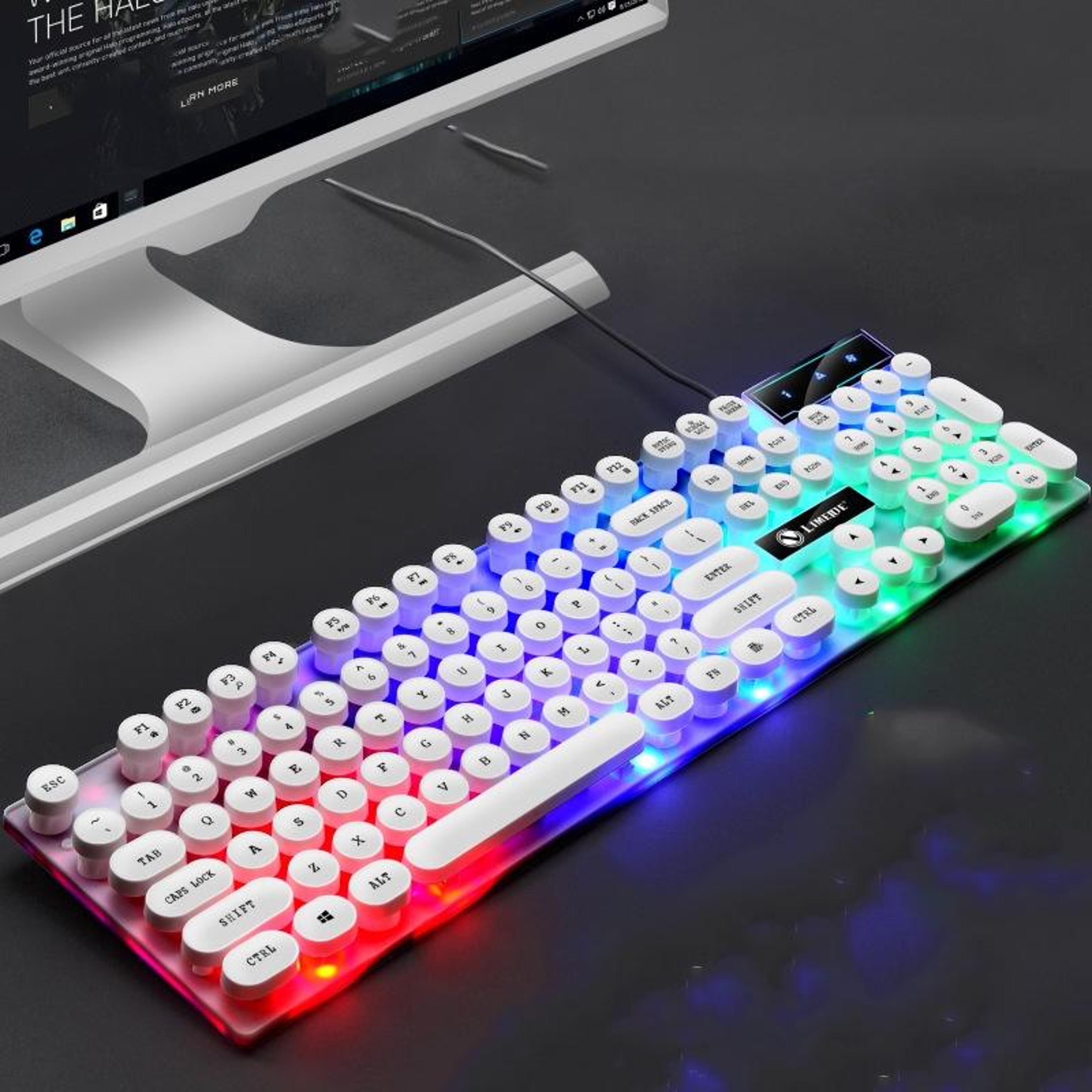 limeide gtx300 retro 104 key wired keyboard and mouse combo with round keycaps