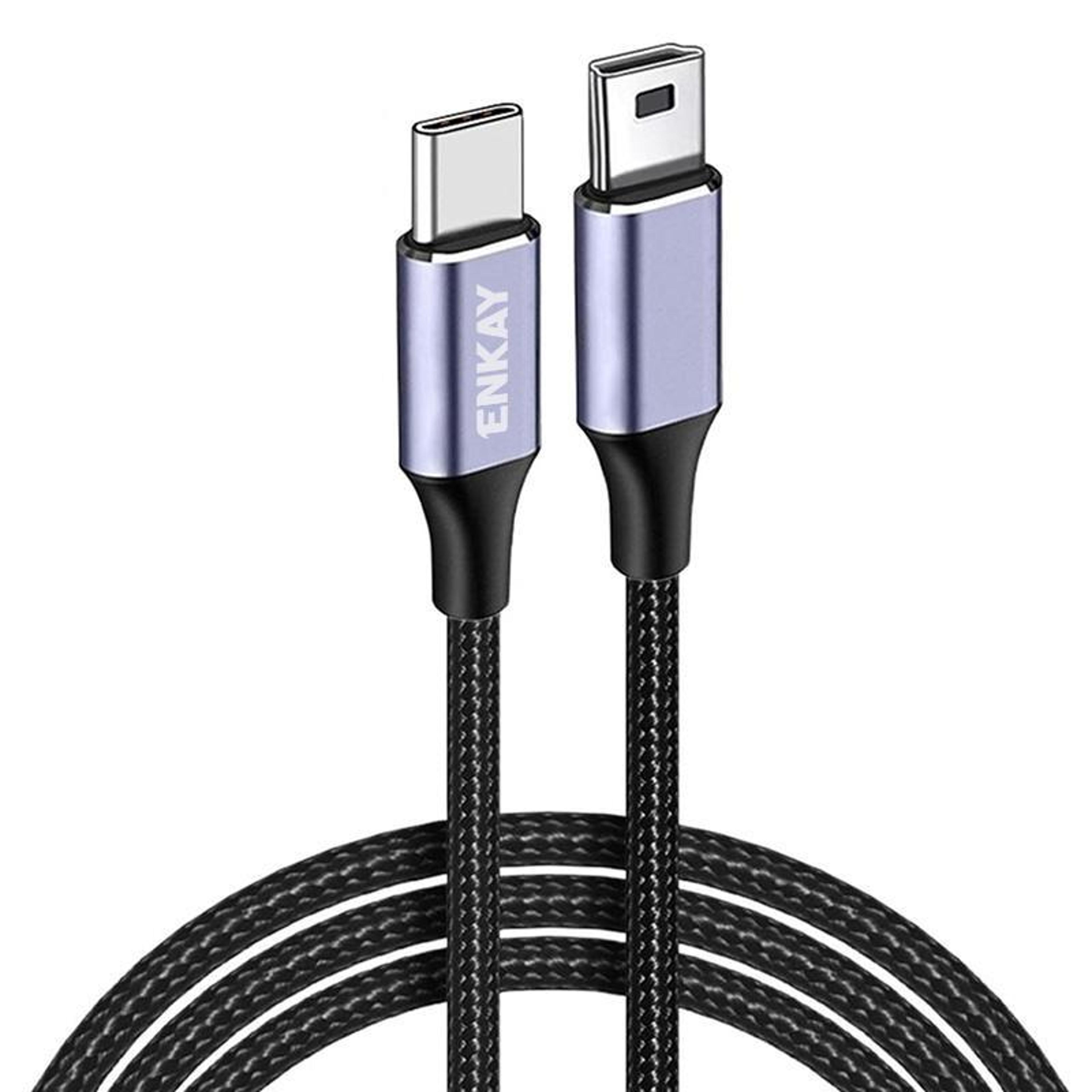 enkay 1m usb c to mini usb cable, 480mbps charging and data cable for cameras and gps