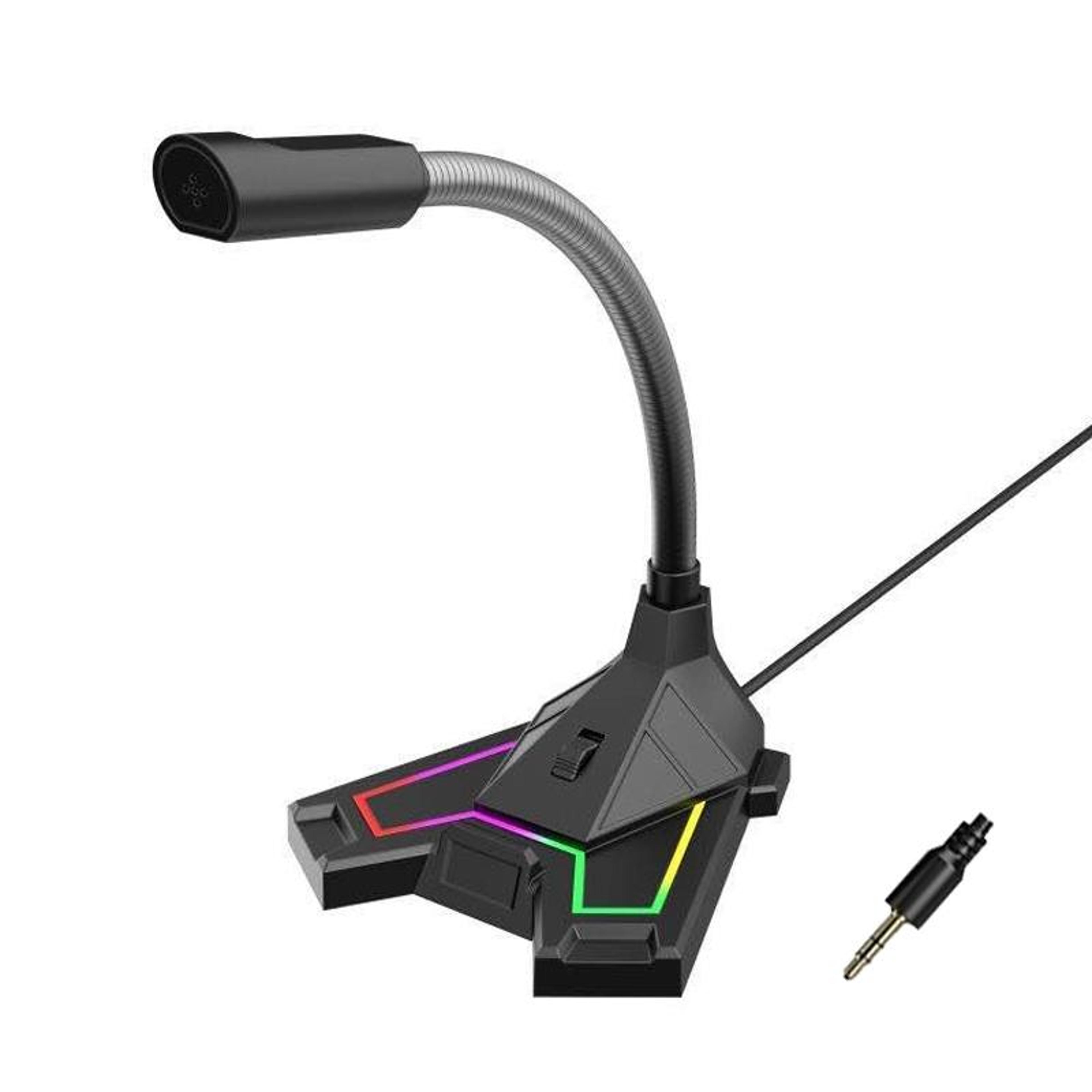 rgb gaming microphone with 3.5mm audio, omnidirectional pickup and led lighting