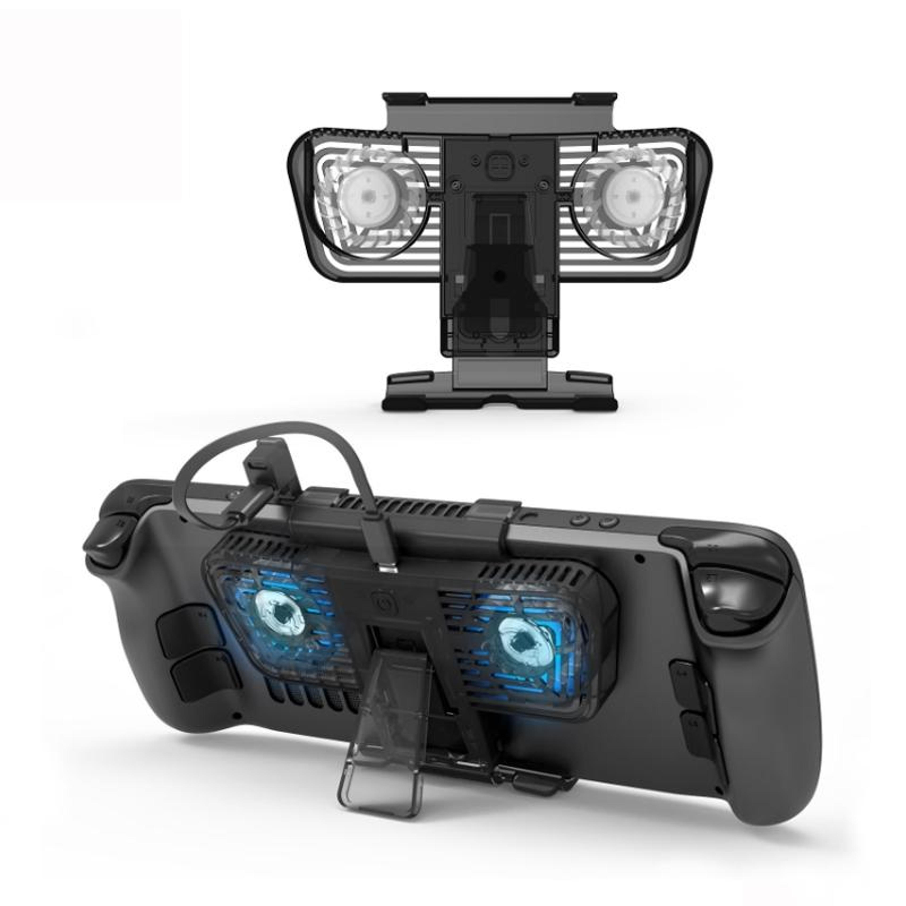 jys dual turbo console cooler with usb-c charging stand for steam deck, switch and oled