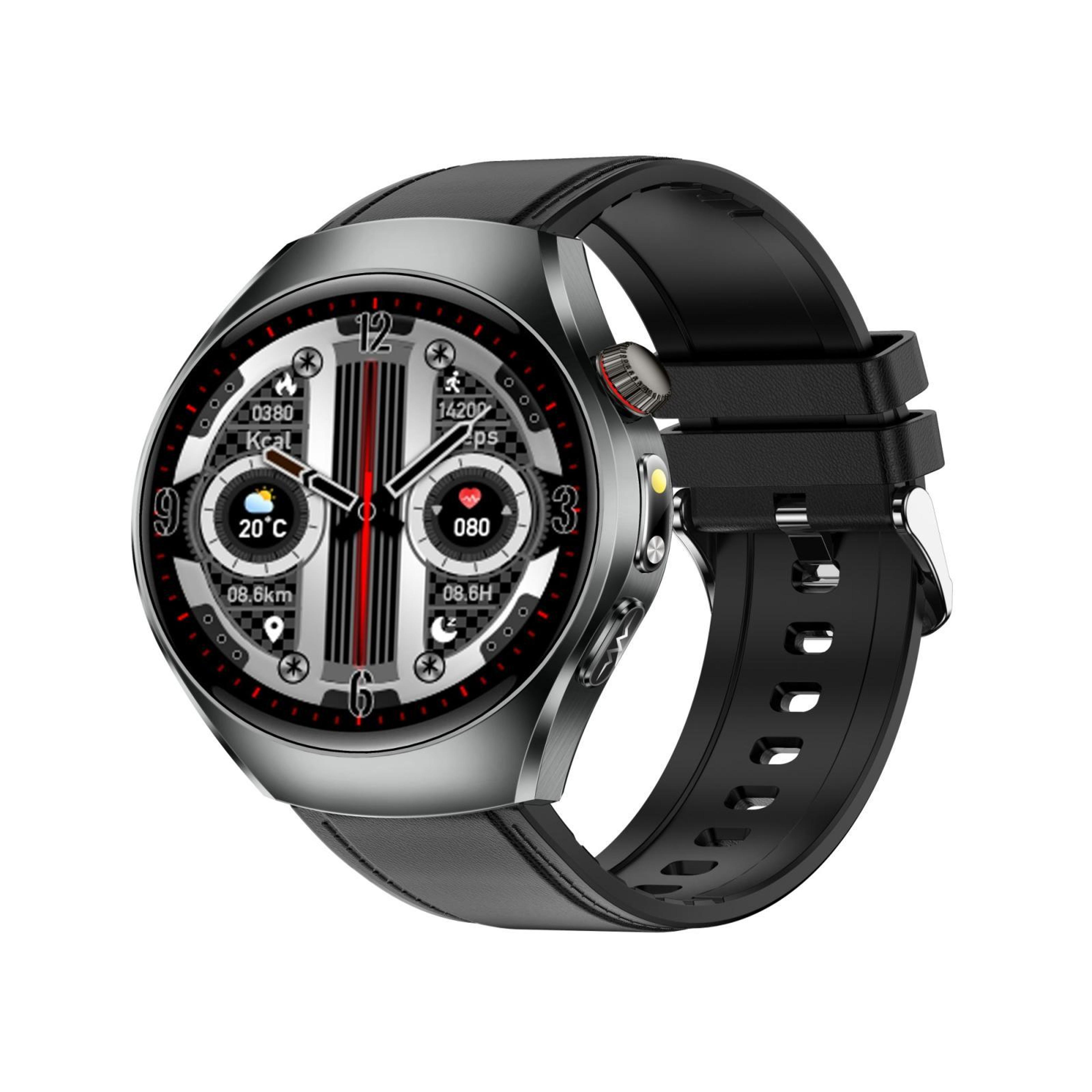 et460 bluetooth calling smartwatch with ecg health monitoring and vegan leather strap
