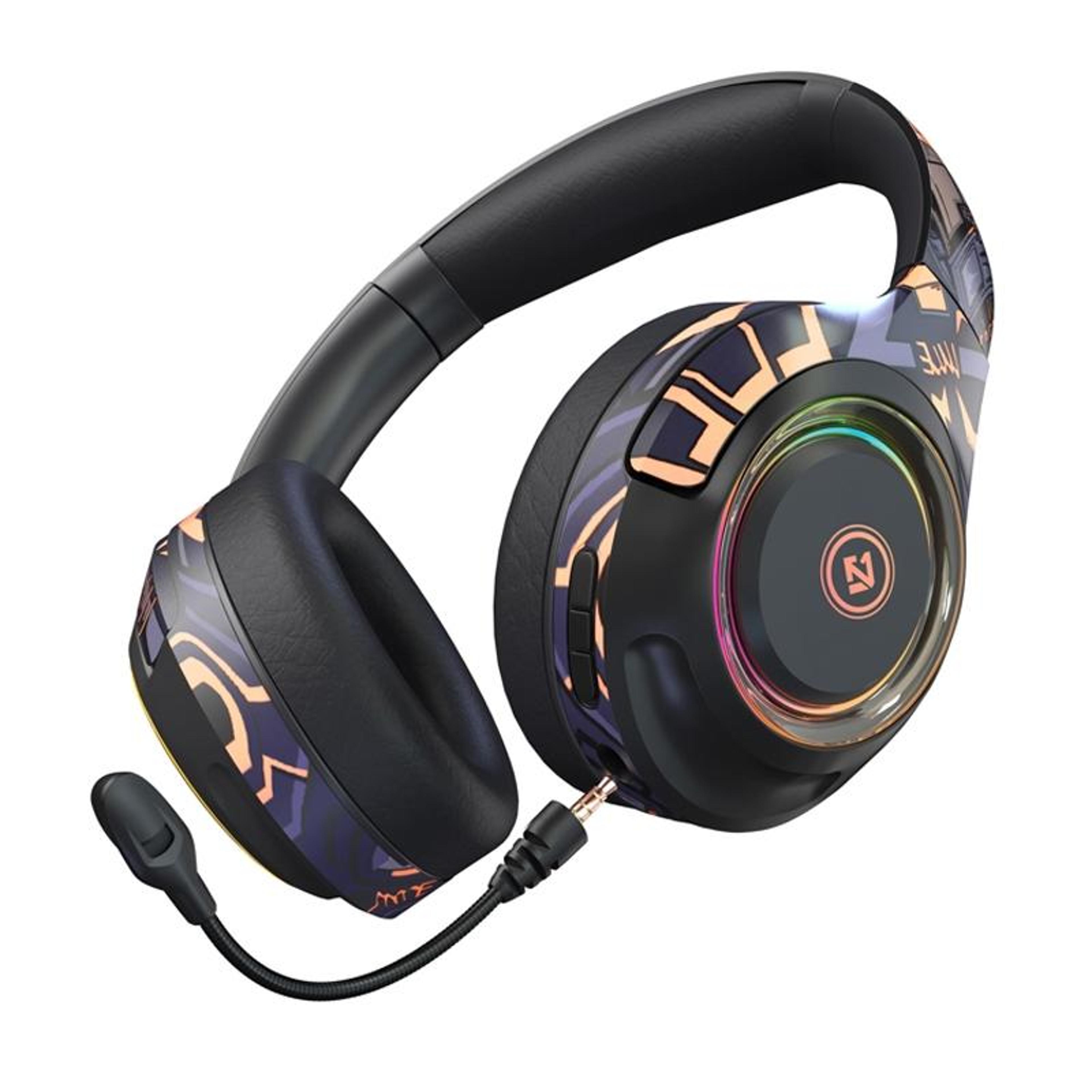 el-a2 wireless gaming headset with microphone, rgb lights and foldable design