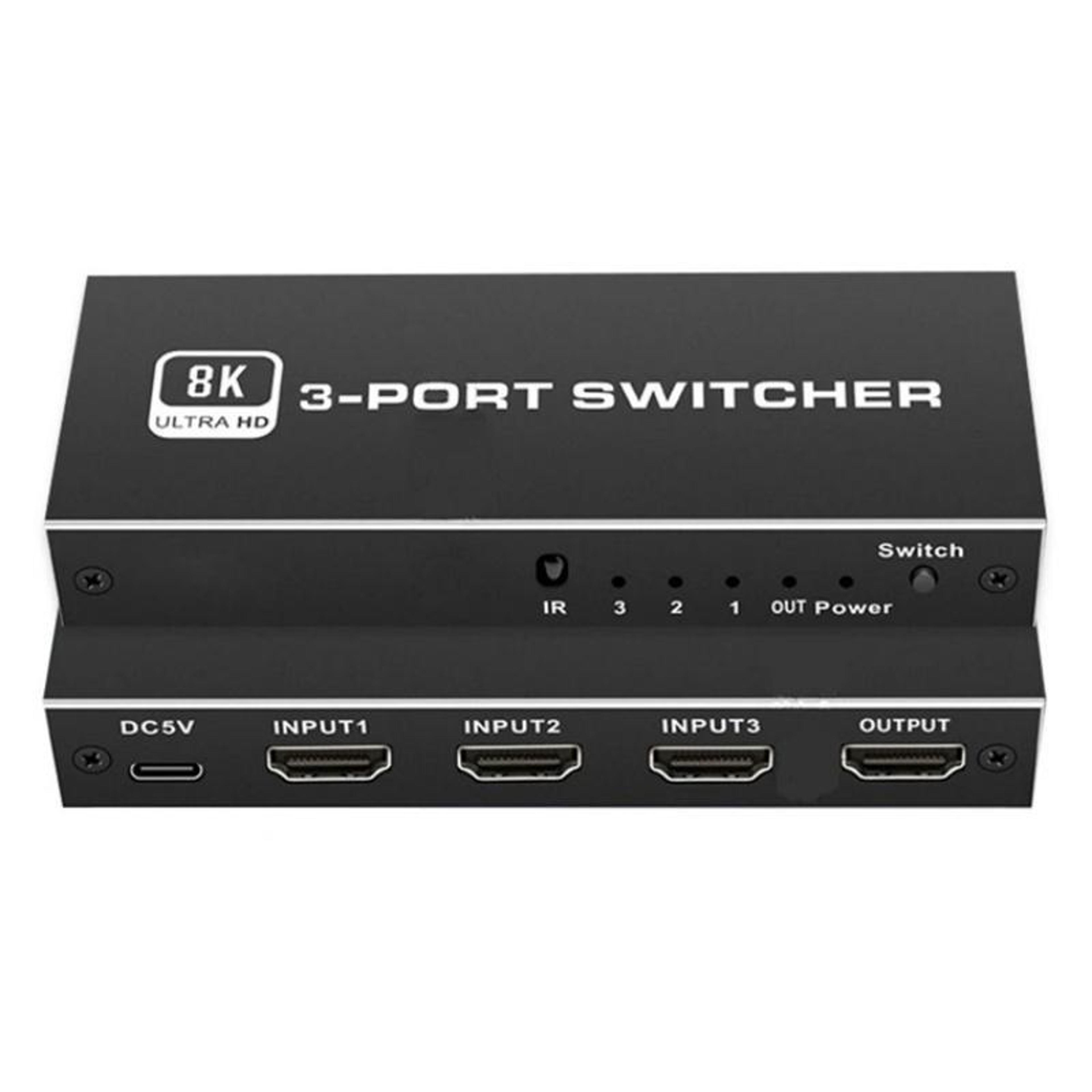 q8q3-3 8k hdmi 2.1 switch 3x1 with 4k 120hz, hdr, vrr and remote control