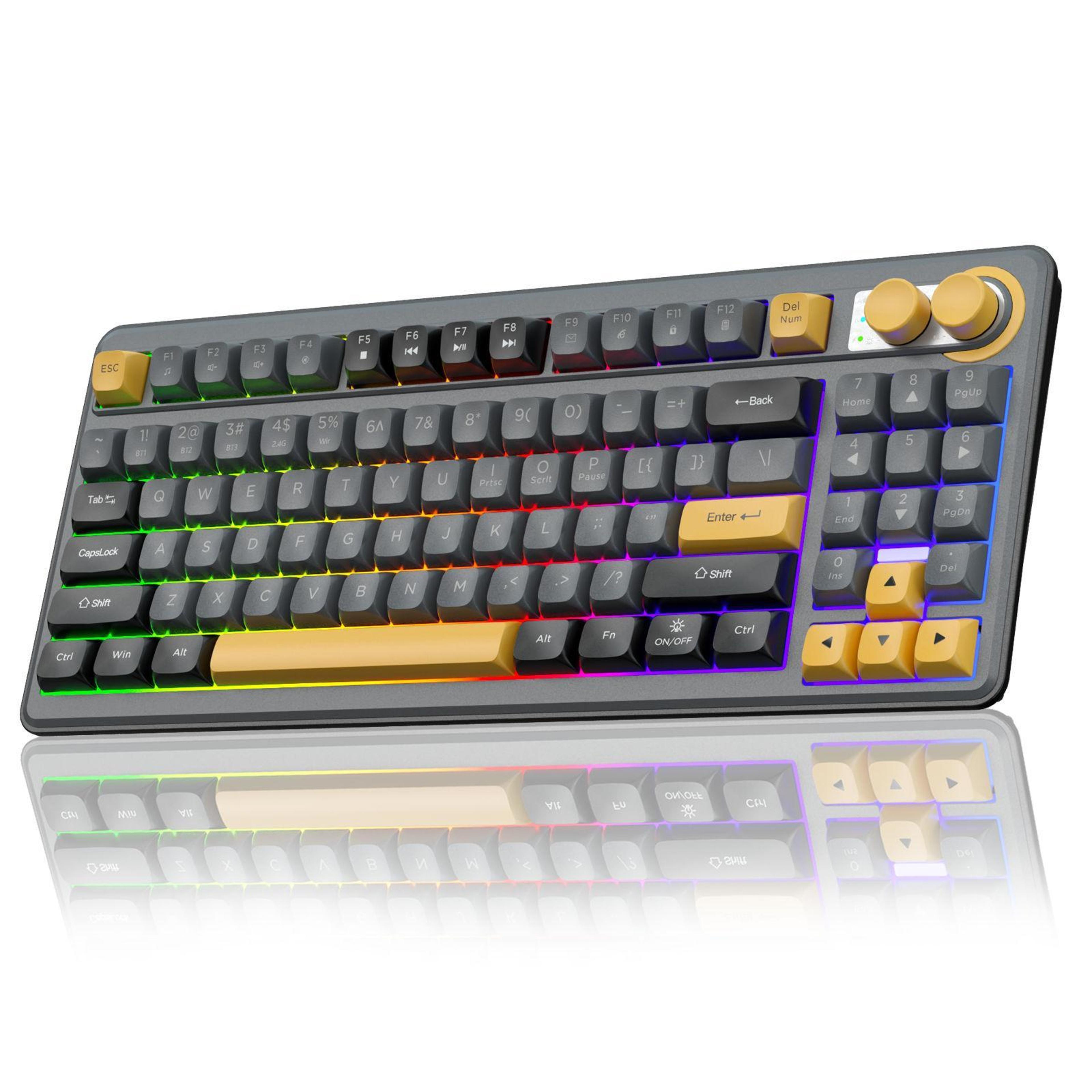 solakaka sk90 tri-mode wireless keyboard with numpad, rgb lighting and silent keys