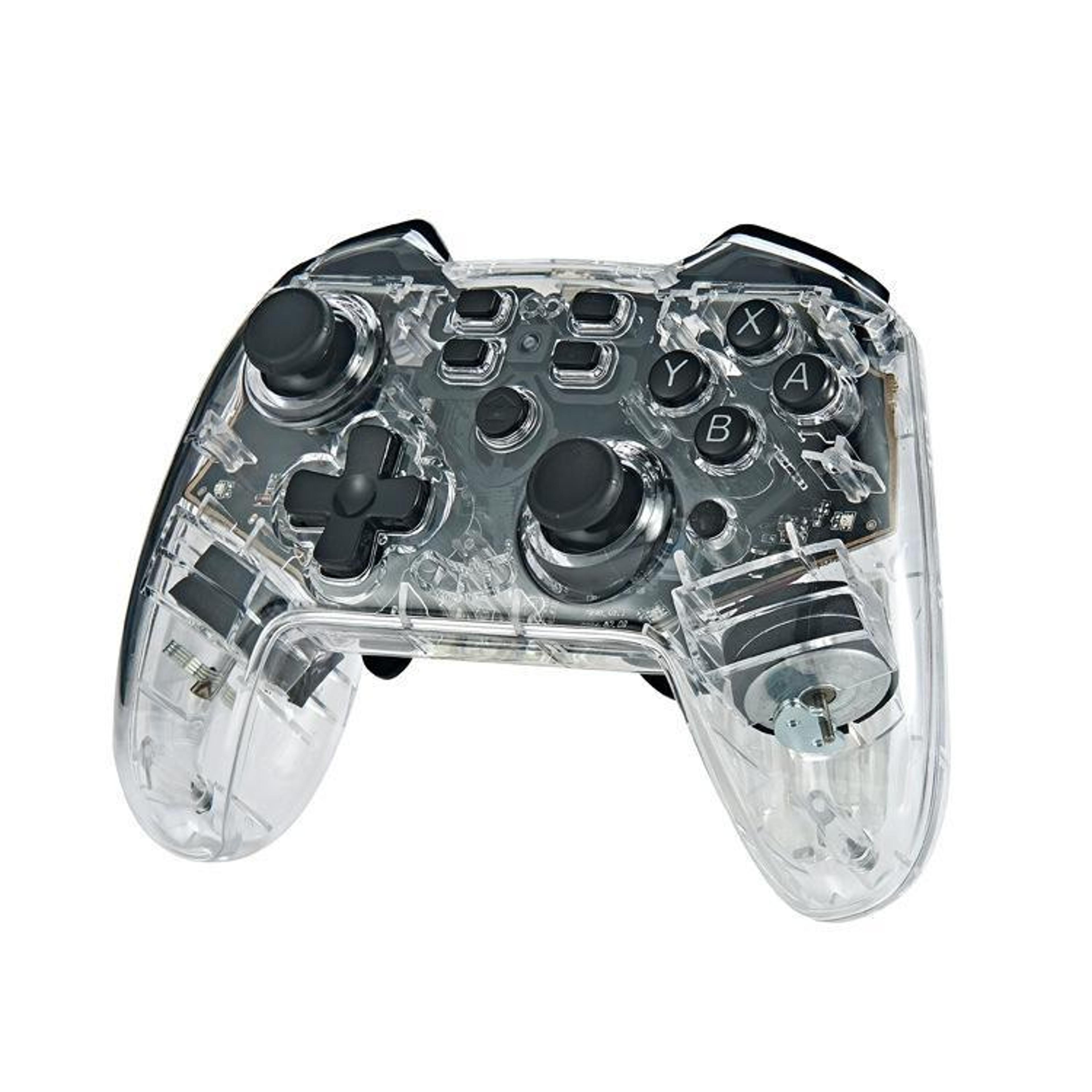 transparent rgb wireless switch controller with turbo, macro, gyro and vibration