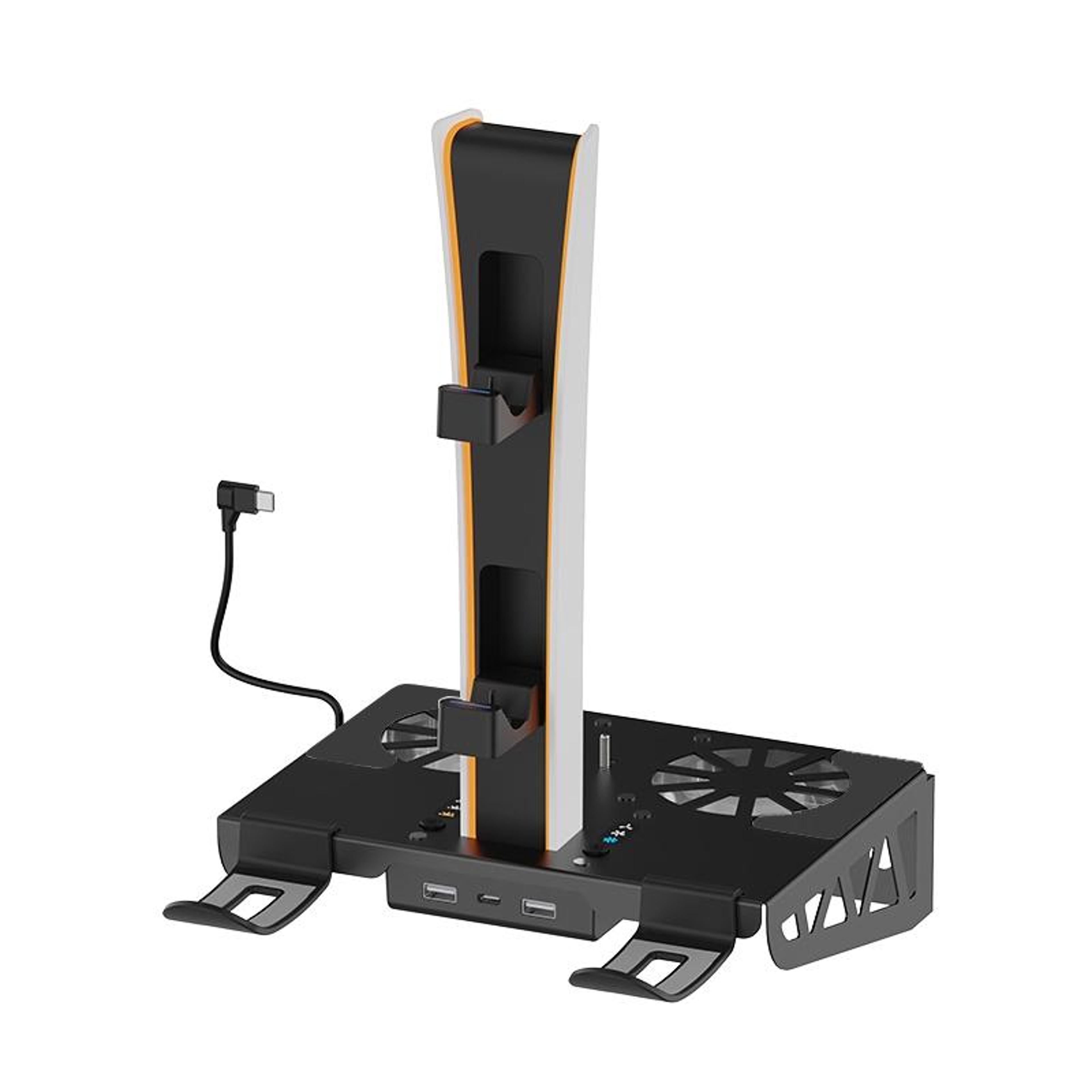 hbp-545 ps5 slim cooling stand with controller charging, rgb lighting and usb ports
