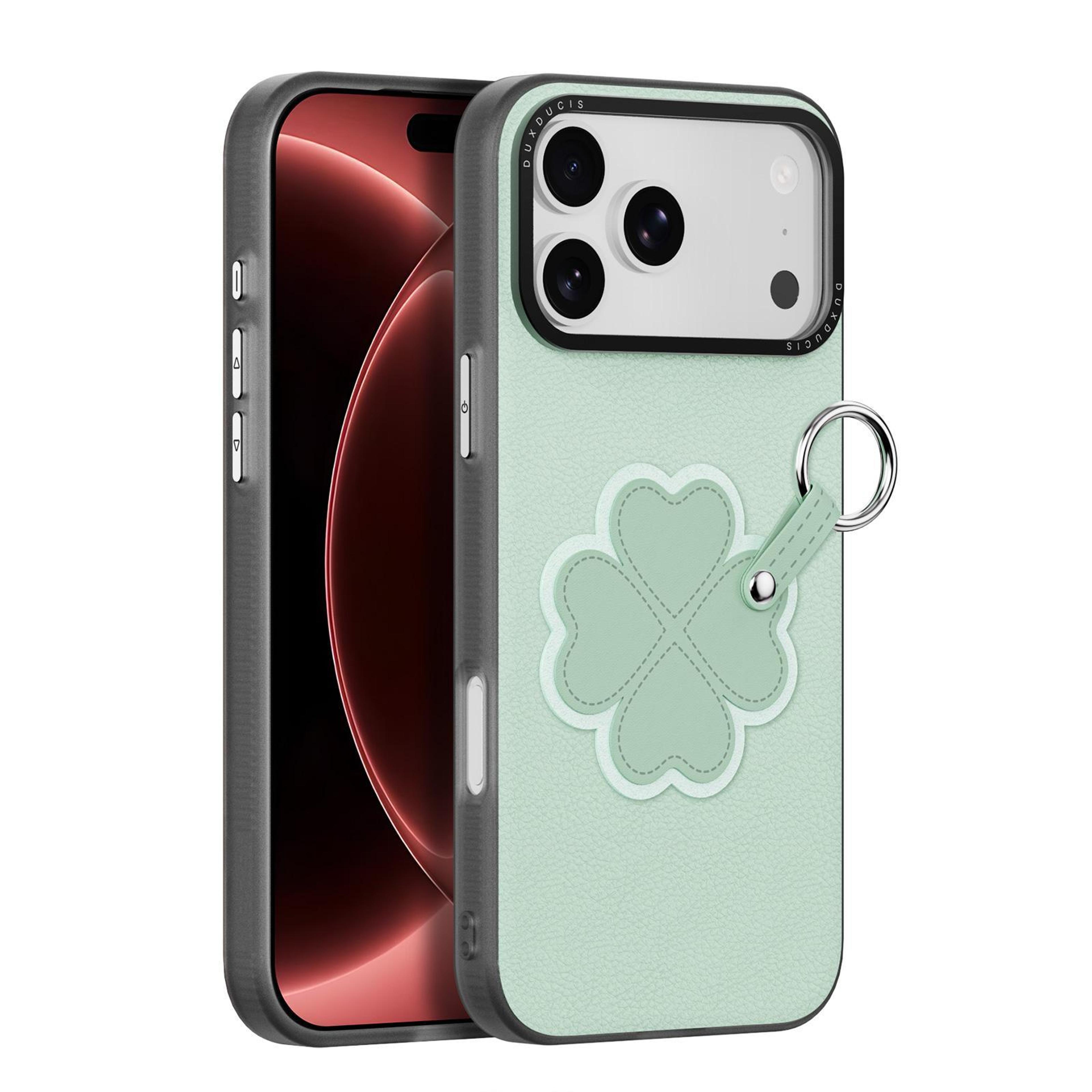 dux ducis luvy iphone 18 pro case with ring and lanyard clover green