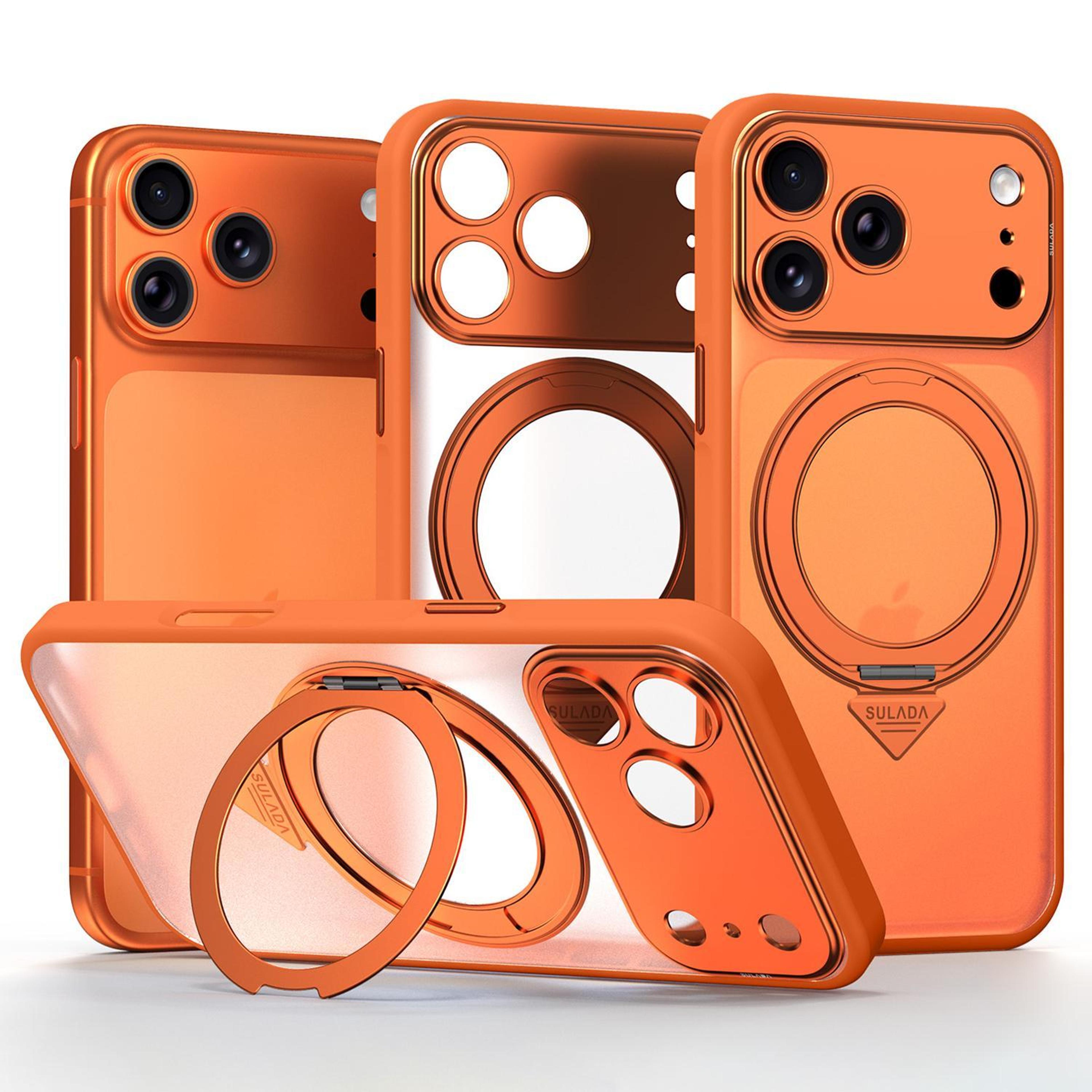 sulada iphone 18 pro magnetic case with rotating stand and semi-transparent matte back