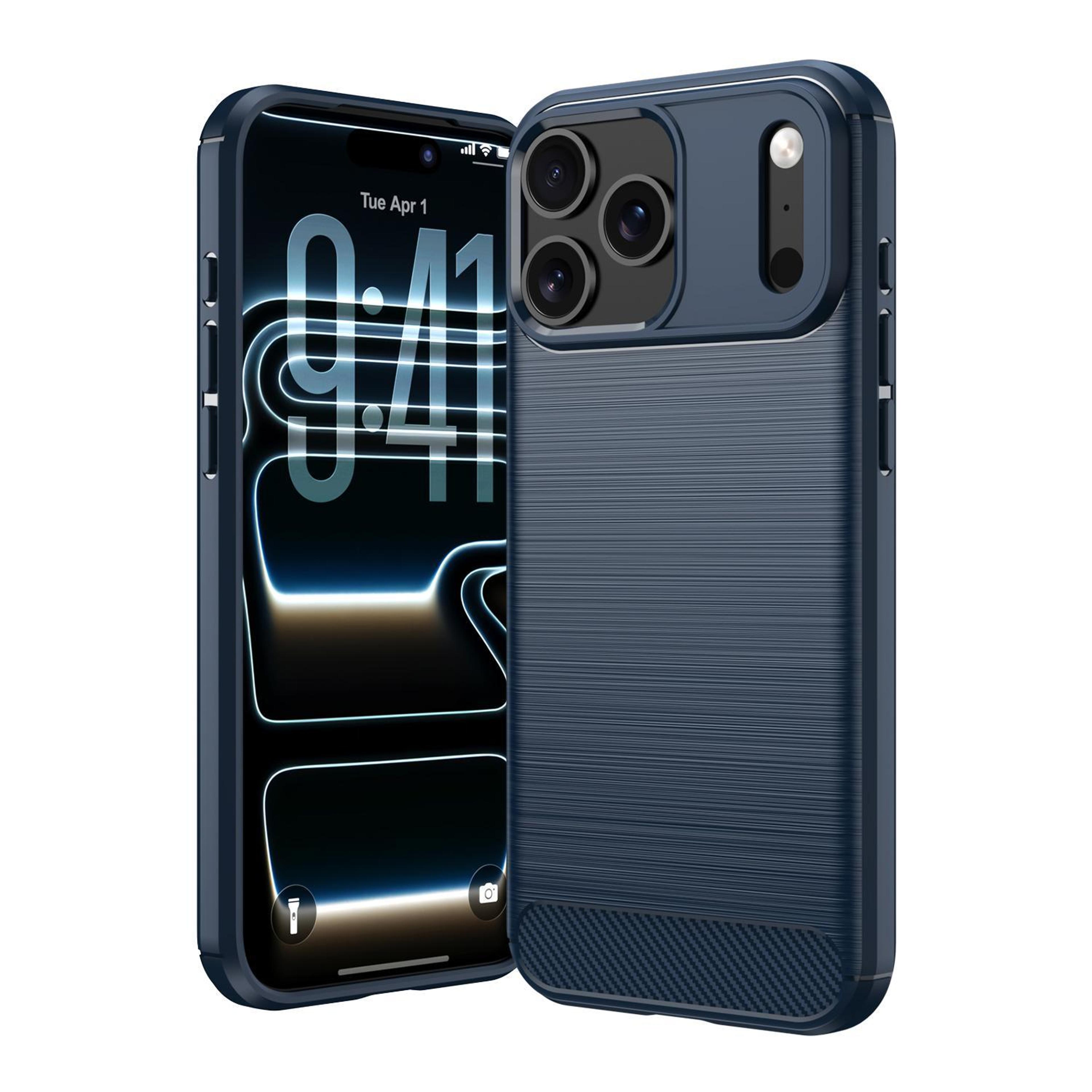 iphone 18 pro max carbon fiber tpu case with brushed texture slim shock protection