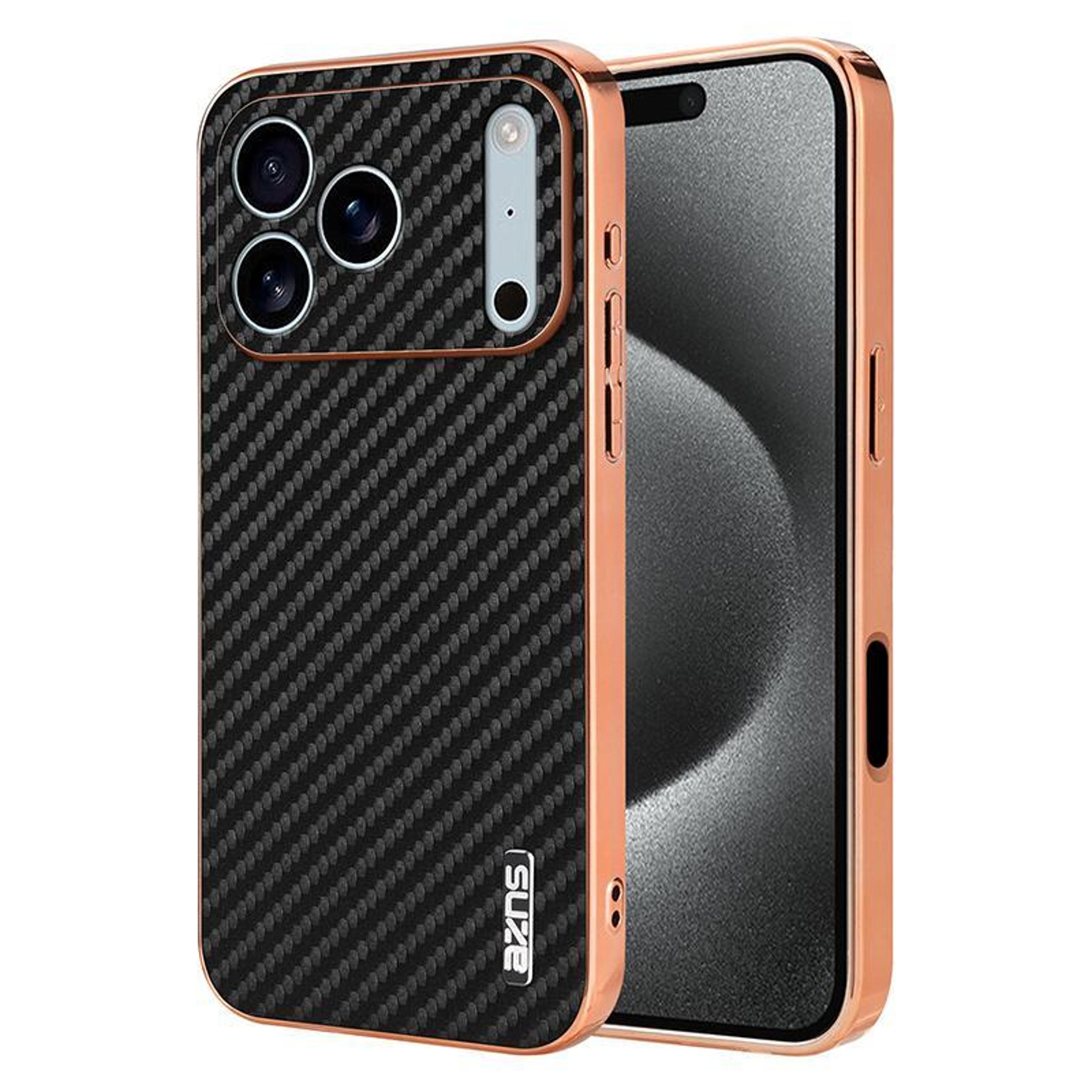 azns iphone 18 pro max case with carbon fiber texture and electroplated shockproof edge